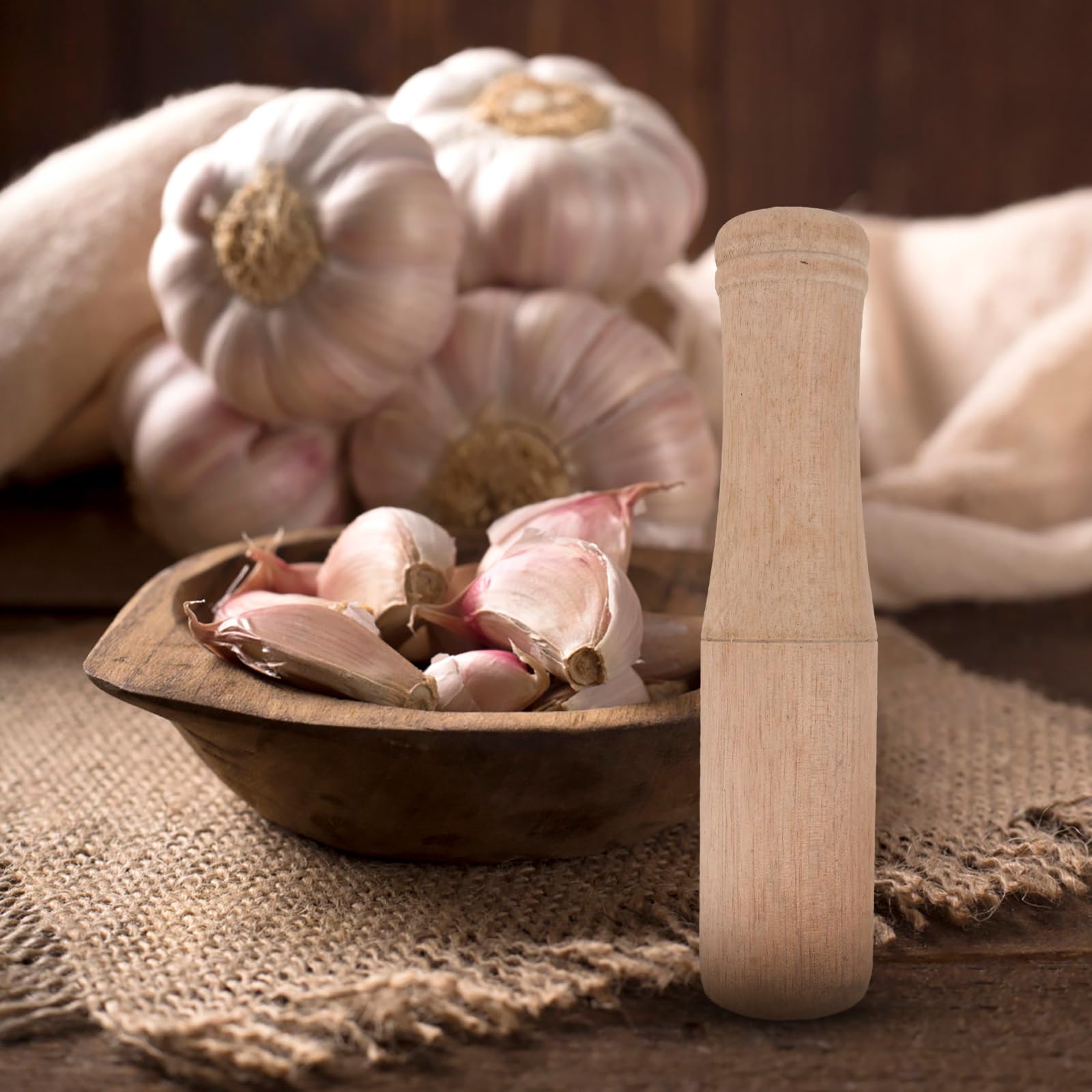 UPKOCH 6.8 Inch Wooden Cocktail Muddler - Premium Garlic Press & Spice Grinder Tool - Kitchen Barware for Ice Crushing, Fruit Mashing - Perfect for Mojitos, Old Fashioned & Home Cooking