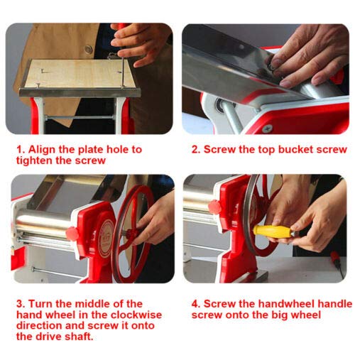 CNCEST Manual Pasta Maker Machine - Stainless Steel & Iron Noodle Roller with 0.5-5mm Thickness Adjustable, 16cm Wide for Homemade Pasta (Red) | Perfect for Italian Cuisine, Family Cooking & Restaurant Use