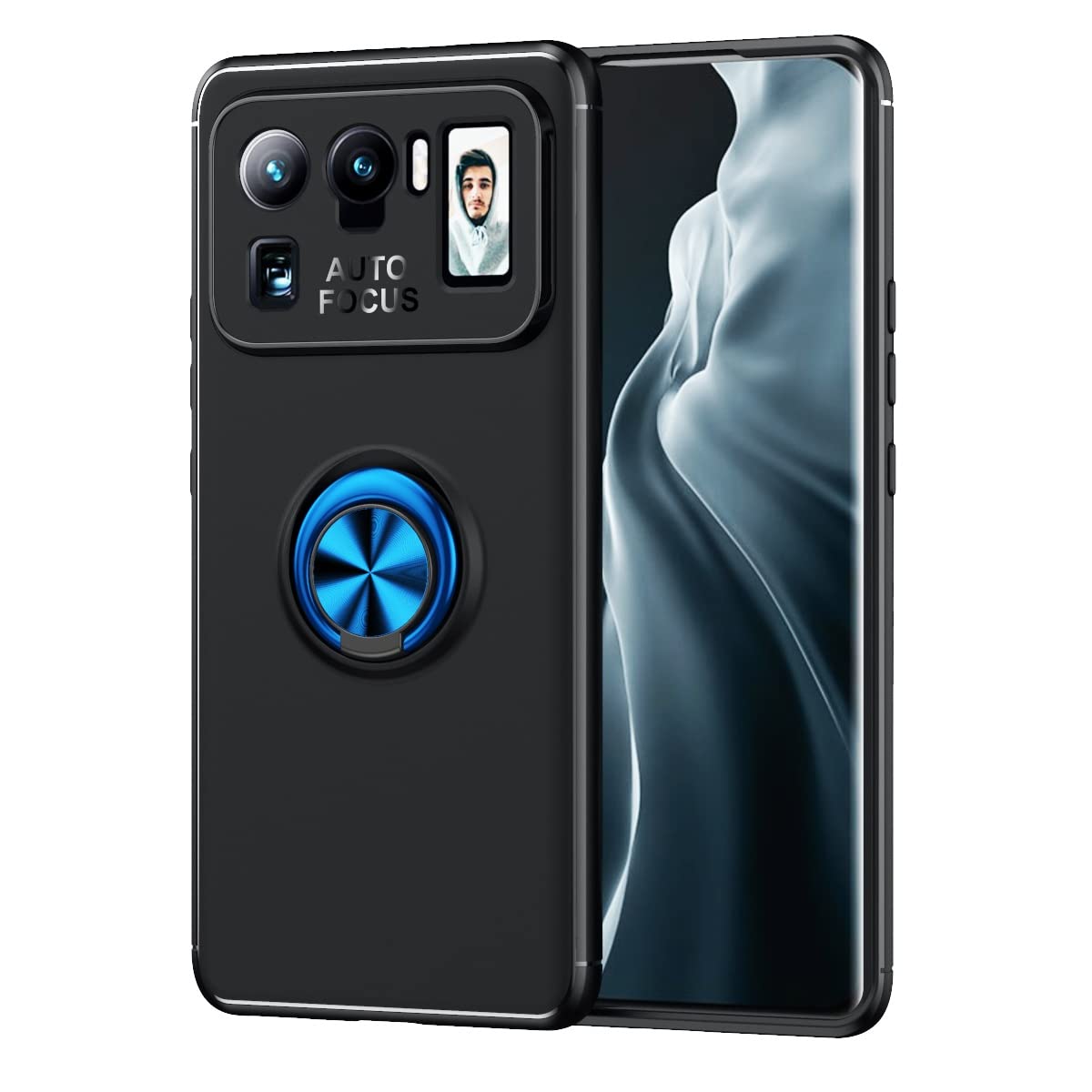 Xiaomi Mi 11 Ultra Phone Case - Slim Shockproof TPU Cover with 360° Rotating Magnetic Kickstand | Heat Dissipation & Anti-Fall Protection | Black & Blue | Perfect for Work, Travel & Outdoor Activities