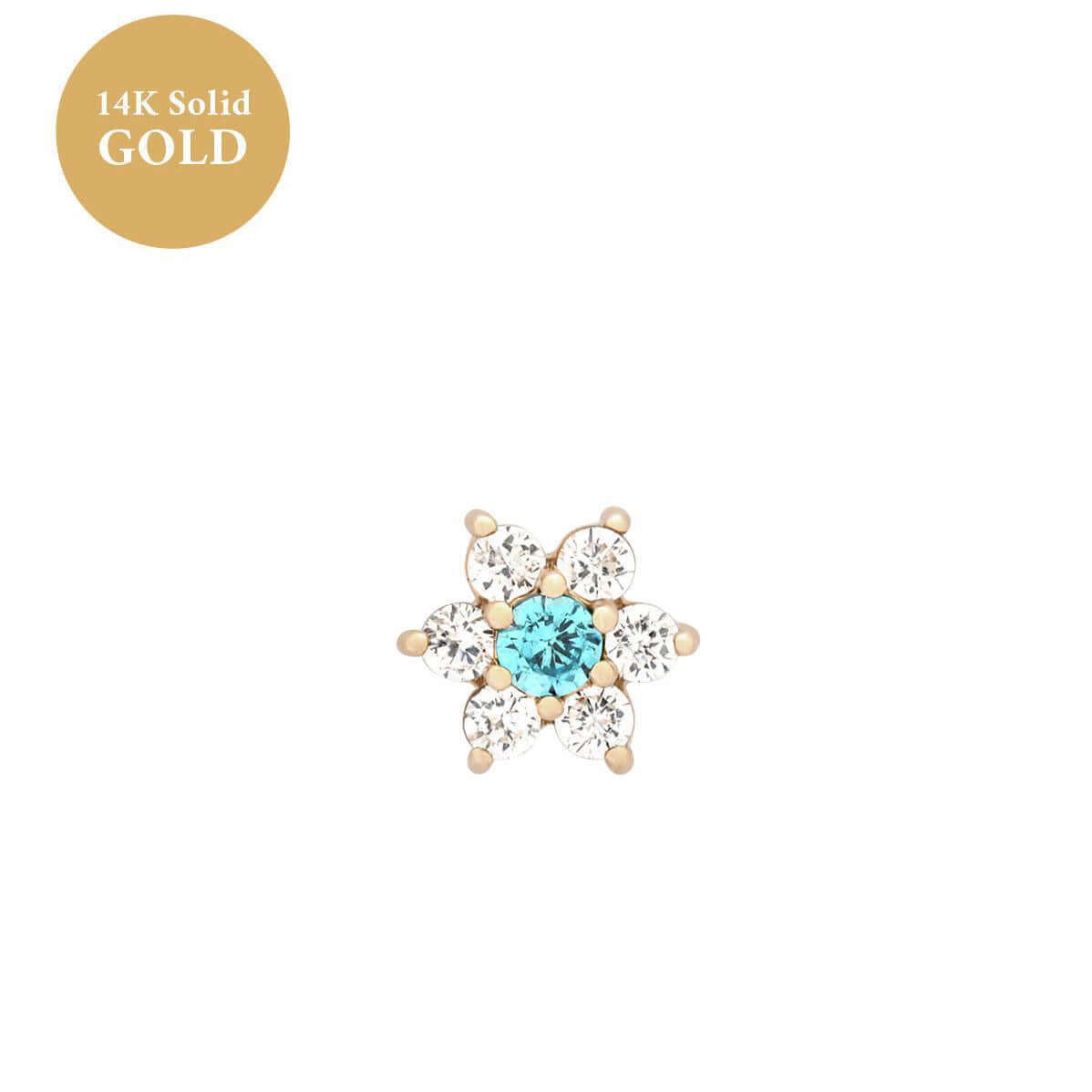 Zodiac Flower Birthstone Cartilage Piercings Stud Earrings | HSEK2311 | Perfect for Daily Wear, Gift Giving & Zodiac-Themed Jewelry Collections