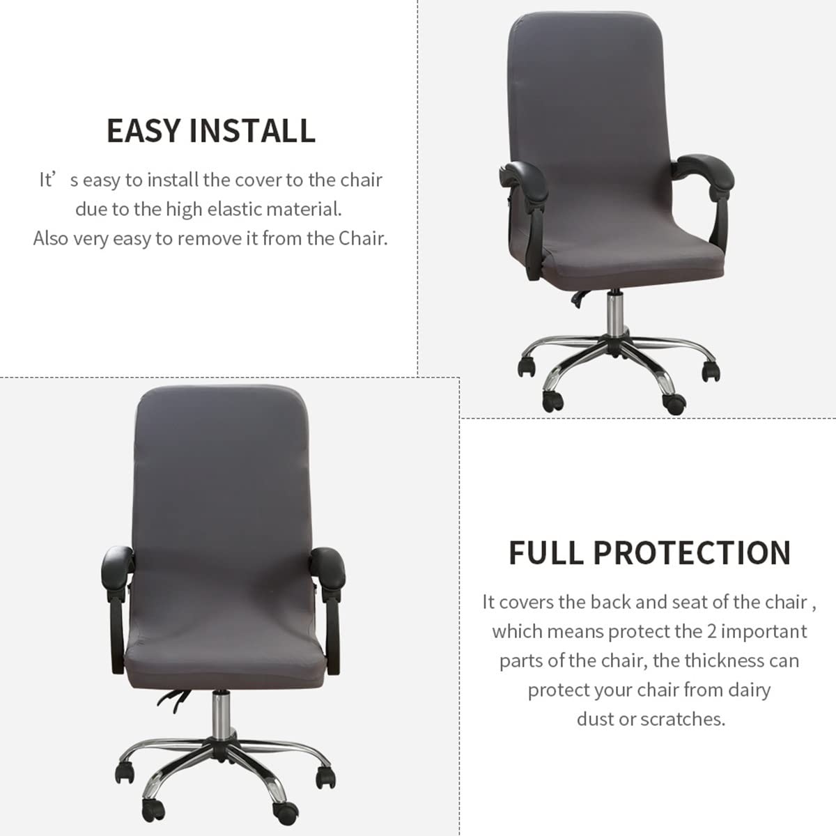 Stretchable Computer Desk Chair Cover - Home Office Chair Slipcover for Executive, Boss & Gaming Chairs - Wine Red Size M - Protects Armrest Chairs (Perfect for Home Office, Gaming Setup & Conference Rooms)