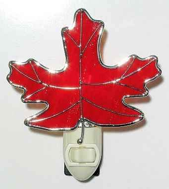 JGS Stained Glass Red Maple Leaf Night Light - Handmade Decorative Lamp for Bedroom, Nursery, Living Room | Perfect Gift for Home Decor, Relaxation & Ambiance