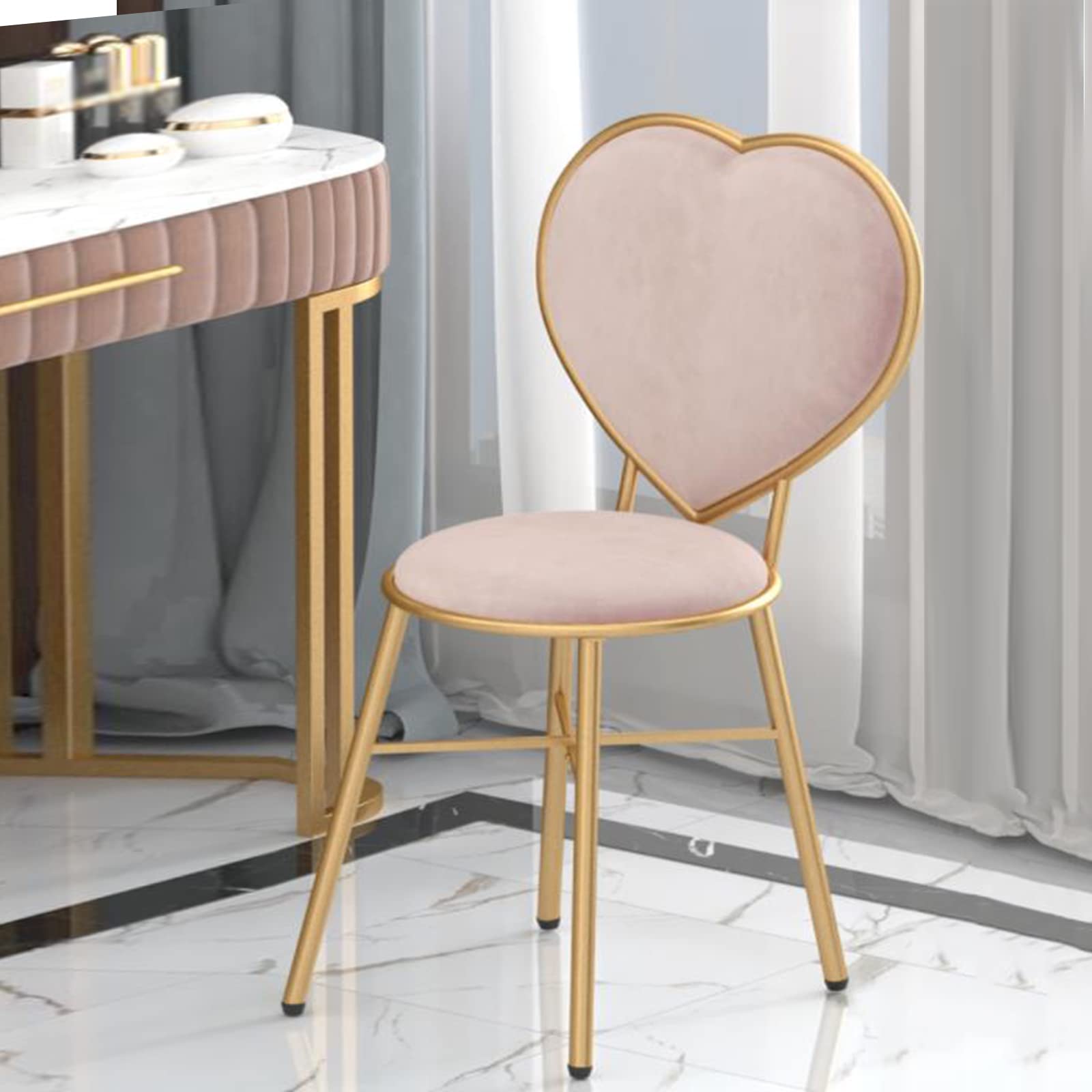 Creative Love-Shaped Vanity Makeup Chair for Kids & Adults - Pink Dressing Table Stool with 81CM Height - Perfect for Bedroom, Children's Room & Home Decor