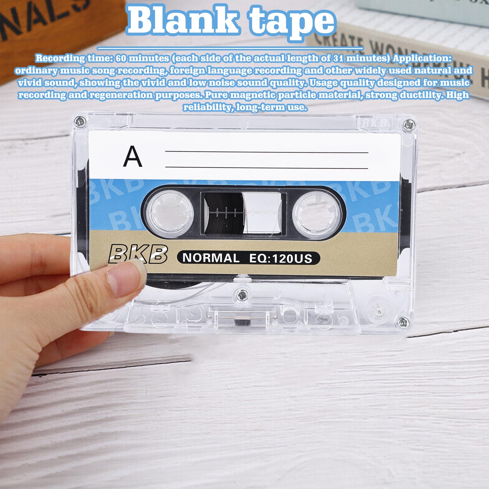 10 Pack Blank Audio Cassettes - 60 Minute Low Noise Music Tapes with Clear Plastic Case for Conference, Seminar & Recording - Ideal for Interviews, Lectures & Music Archives