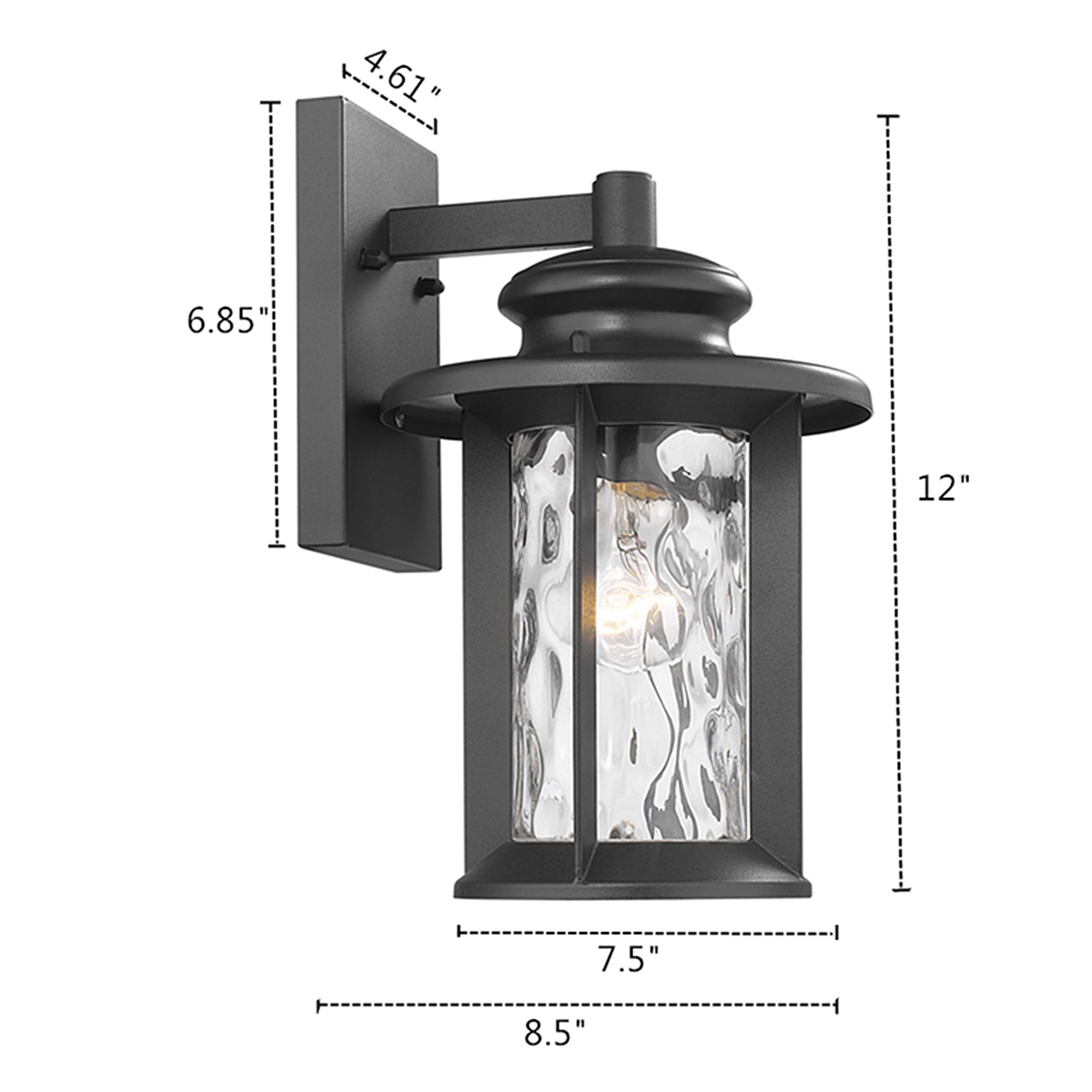 Textured Black Outdoor Wall Sconce - 12