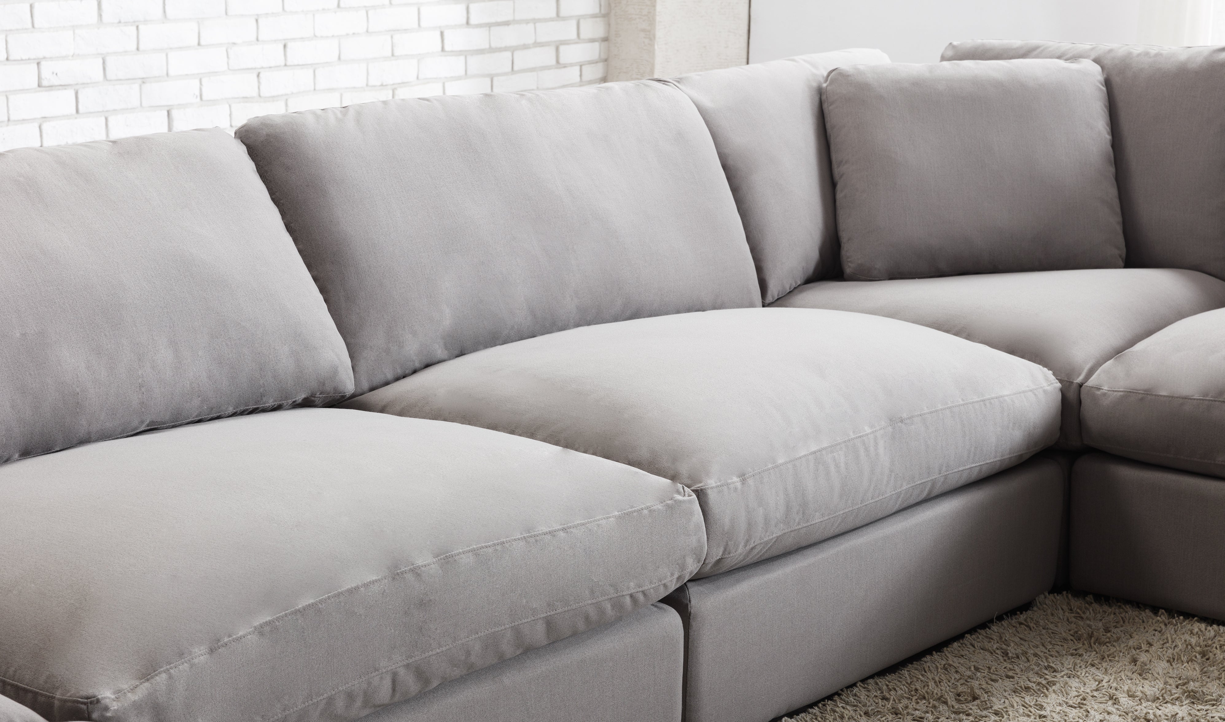 Rivas Contemporary 6-Piece Modular Sectional Sofa Set with Ottoman - Feather Filled Cushions, Graphite Color | Perfect for Living Room, Lounge & Family Gatherings