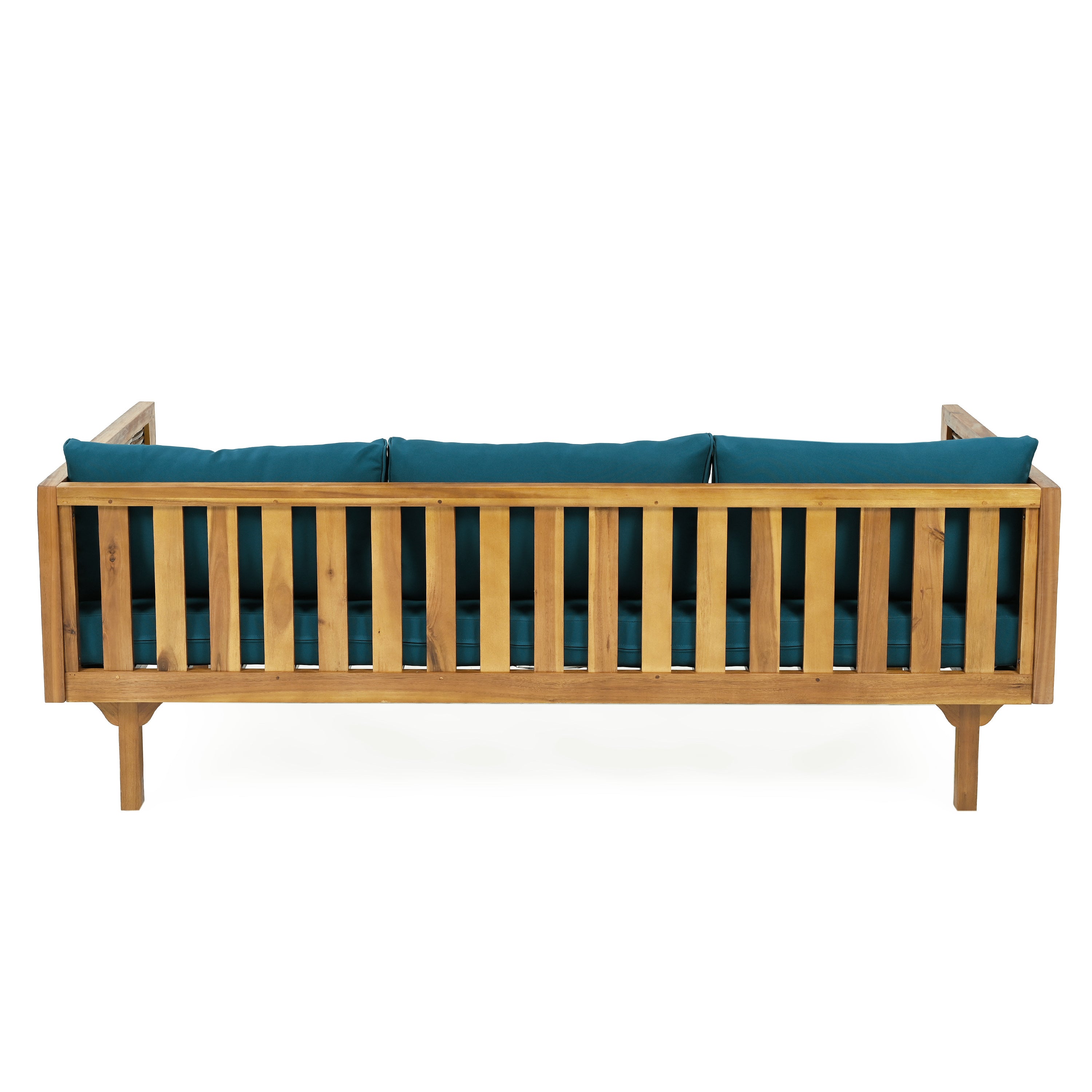 CLAREMONT 3-Seater Rattan Arm Daybed with Teak Cushion - Perfect for Patio, Sunroom or Outdoor Lounge Relaxation