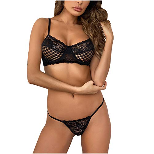 Leehonn Women's Sexy Lace Bra & Panty Set - Transparent Underwear Lingerie for Date Night & Special Occasions