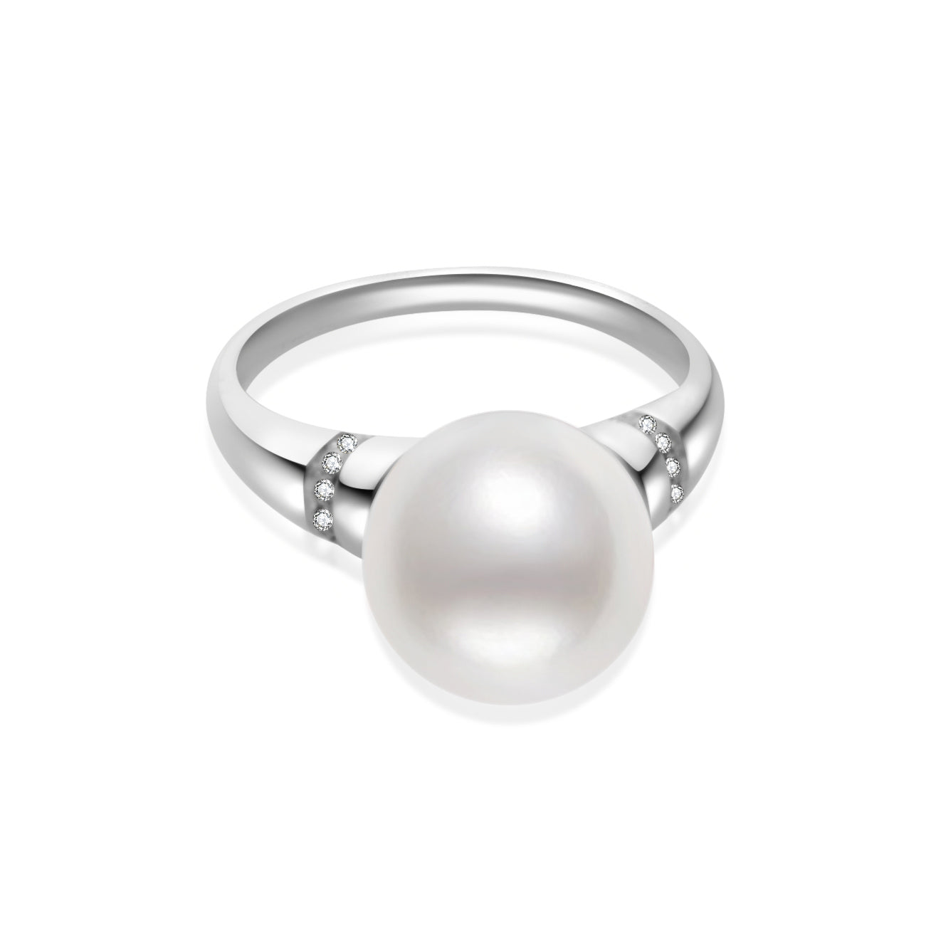18K Solid Gold Diamond & Premium Freshwater Pearl Ring KR00125 - Elegant Jewelry for Weddings, Anniversaries & Special Occasions