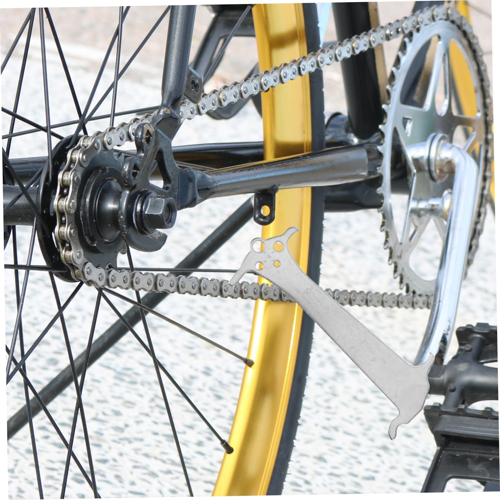 BESPORTBLE Bike Chain Checker - Steel Chain Wear Indicator Gauge Tool for Motorcycle & Bicycle Repair - Measure Chain Stretch for Smooth Riding