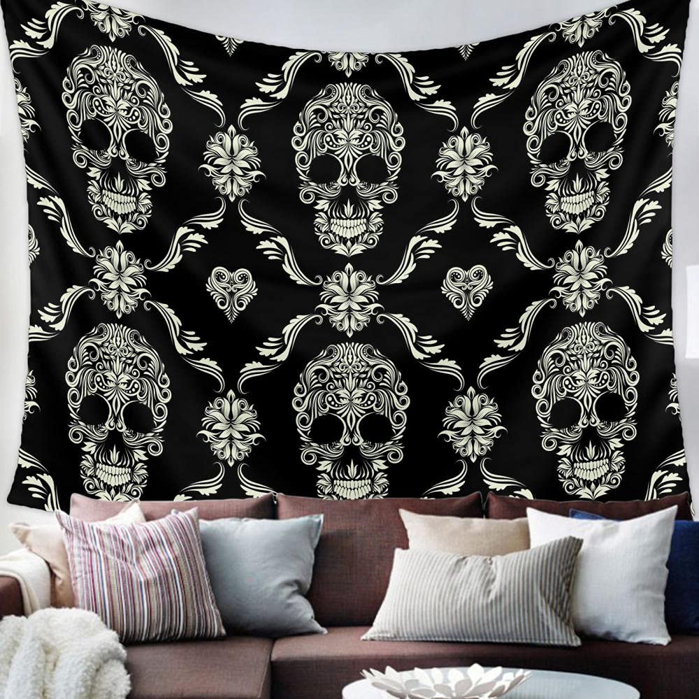 Black Background Tapestry Wall Hanging - 51x59 Inch Large Bohemian Decor for Living Room, Bedroom, Yoga Studio | Home Decor, Curtain, Tablecloth, Gift Idea for Hippie & Boho Lovers