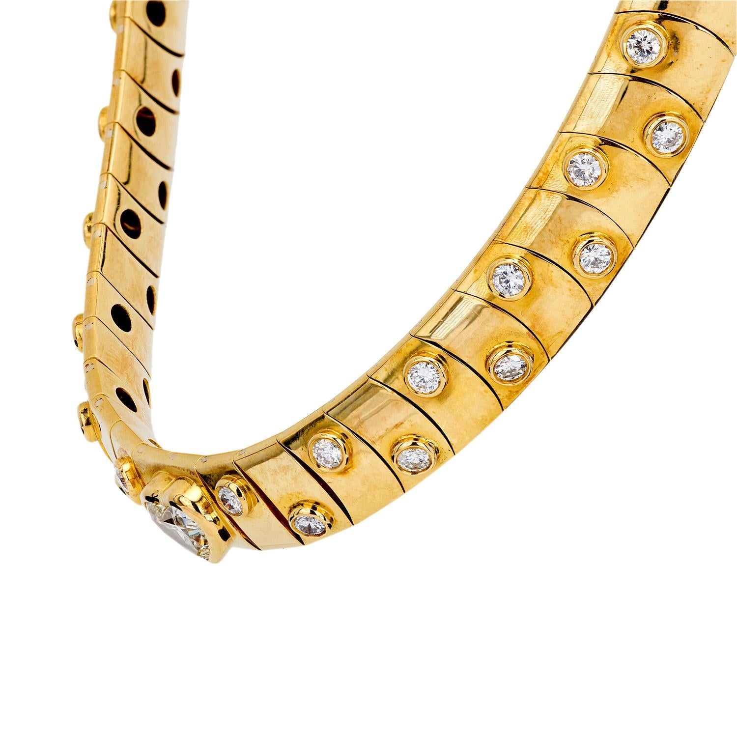 Vintage 18k Gold Diamond Collar Necklace for Women - Elegant Luxury Jewelry Gift for Anniversary, Wedding & Special Occasions