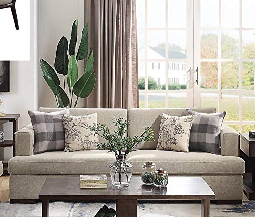 Takefuns Niamey Fabric Sofa with Walnut Legs & 4 Pillows for Living Room