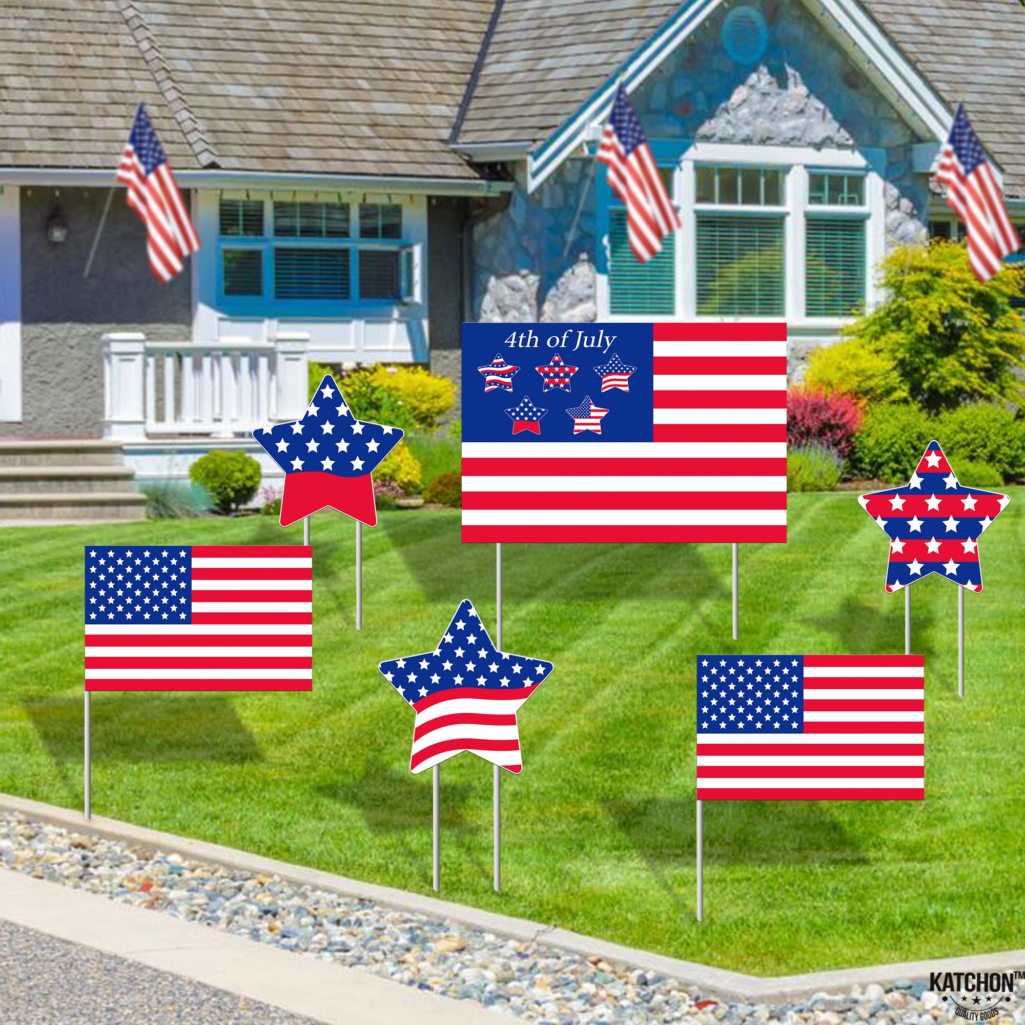 4th of July Yard Signs with Stakes - Patriotic Outdoor Decorations for Independence Day | USA Flag Lawn & Garden Decor | Perfect for Backyard, Front Yard & Party Celebrations