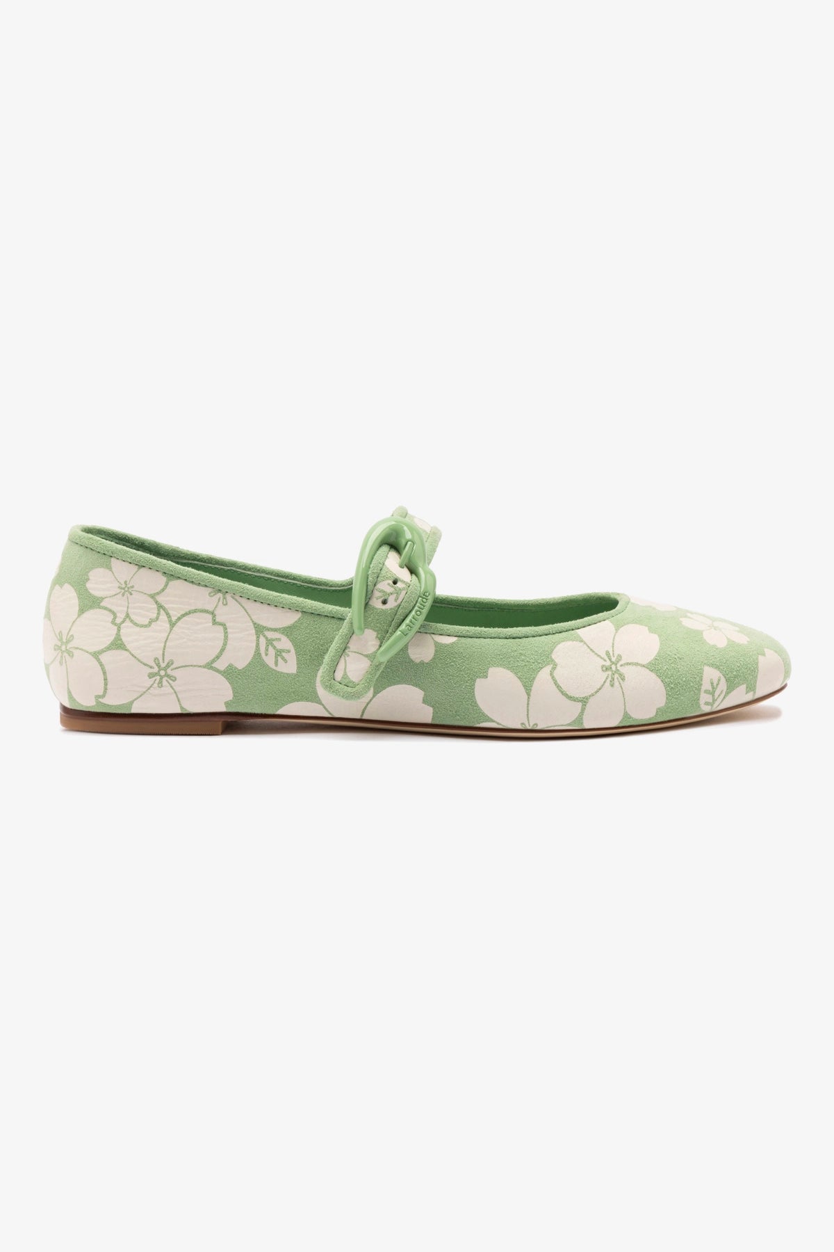 Verona Ballet Flats for Women - Pistachio Sakura Printed Suede Shoes | Comfortable & Stylish | Perfect for Work, Date Night & Casual Outings