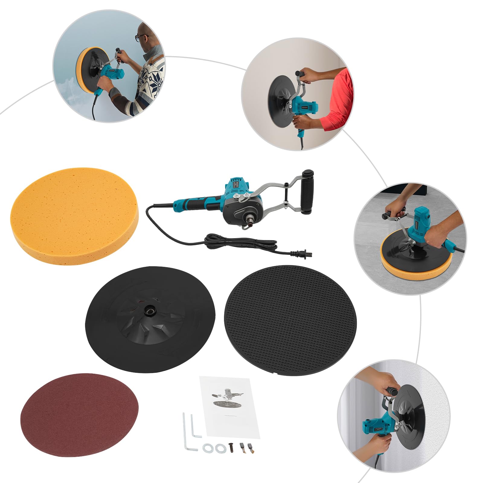 850W Electric Trowel Wall Smoothing & Polishing Machine Kit - 110V Concrete Cement Mortar Finishing Tool (Blue) - Perfect for DIY Home Renovation, Construction Projects & Professional Wall Smoothing