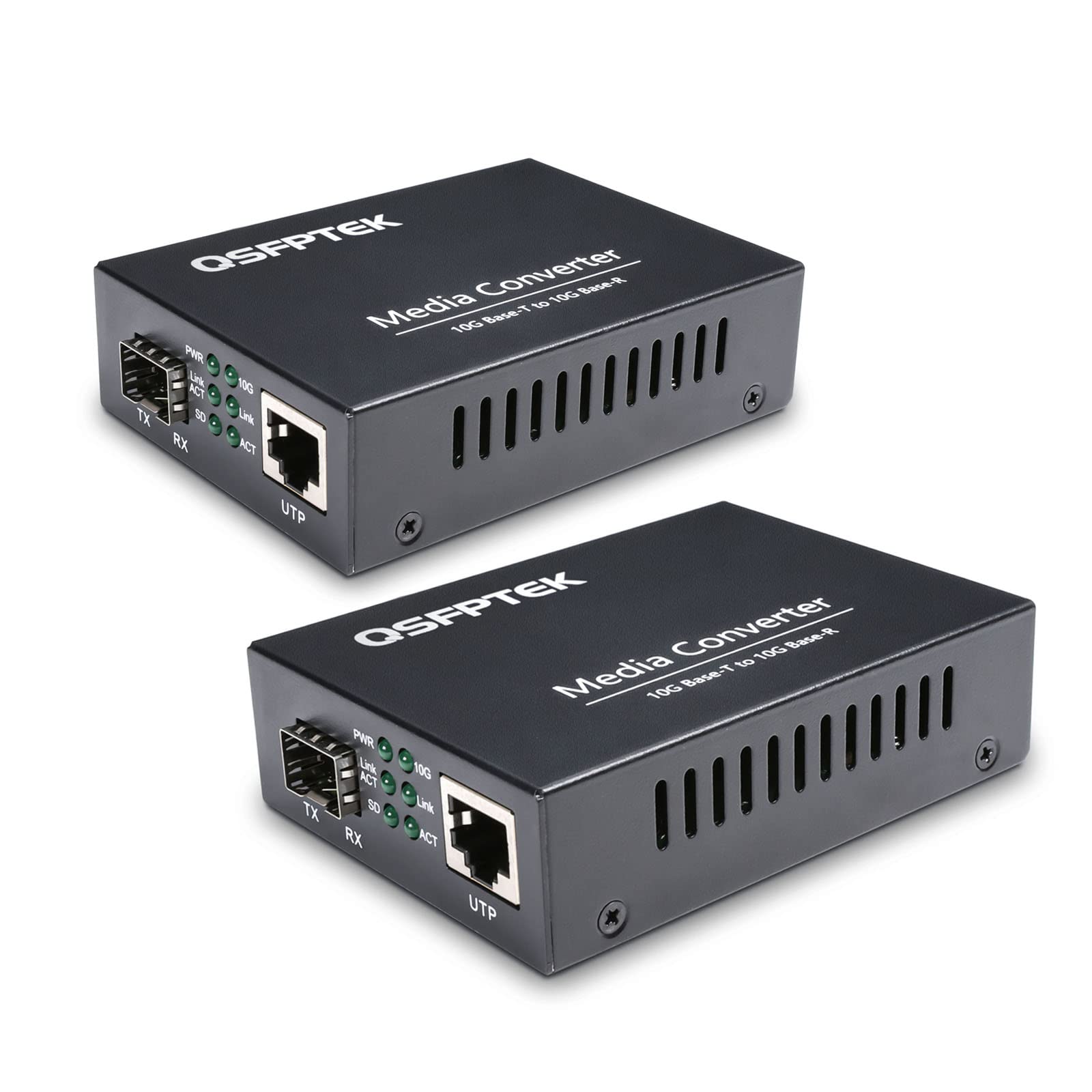 10G Media Converter | 10Gigabit Fiber to Copper Ethernet Converter | Unmanaged 10GBase-T RJ45 to 10GBase-X SFP+ | Supports 100M/1G/2.5G/5G/10G Speeds | Ideal for Data Centers, Enterprise Networks & High-Speed Internet Connections (2-Pack)