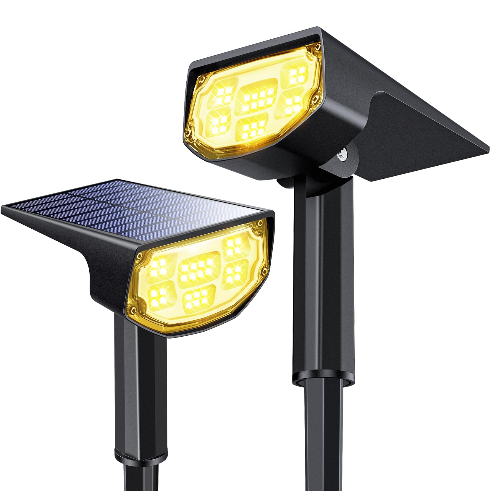 Airmee Solar Outdoor Lights for Garden, Yard, Pathway - 30 LED Waterproof IP68 Spotlights with 3 Modes & 40,000H Lifespan | Auto On/Off Solar Landscape Lighting (2 Pack, Warm White) | Perfect for Driveway, Patio, Deck & Backyard Decor