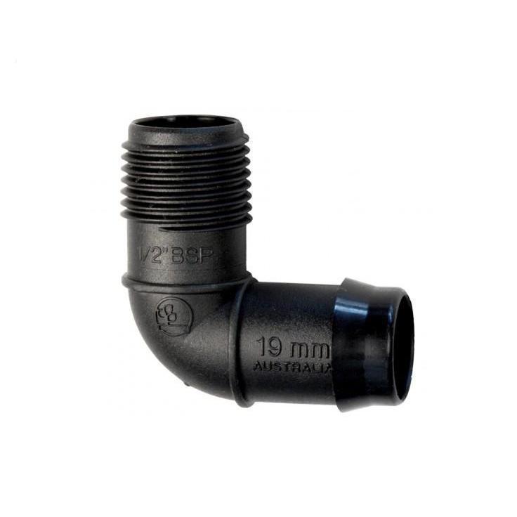 Antelco Barbed Elbows with Male BSP Thread for Poly Pipe - Durable Irrigation Fittings for Garden, Farm, and Agricultural Water Systems