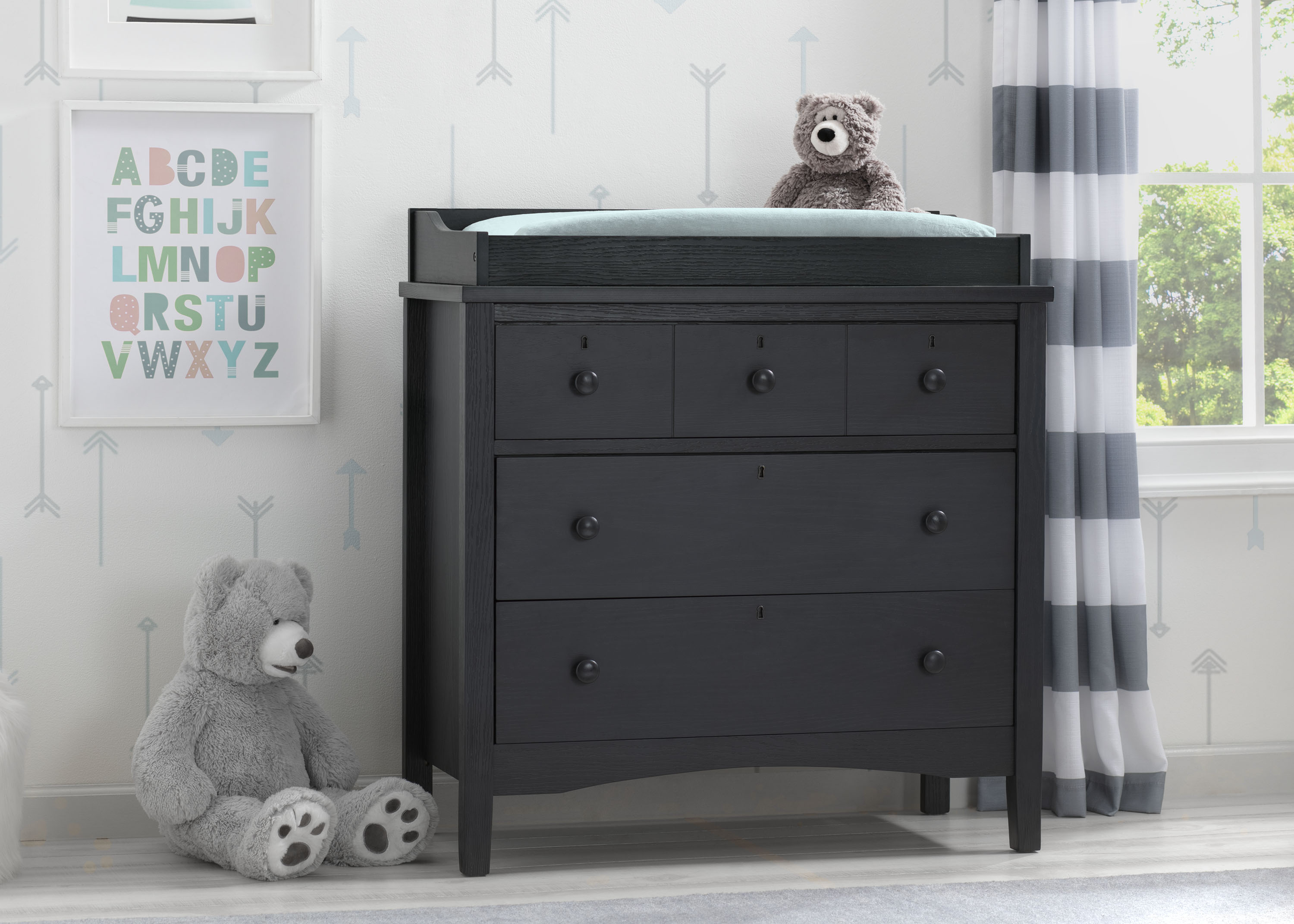 Farmhouse Style 3-Drawer Baby Dresser with Changing Table Top & Secure Interlocking Drawers - Perfect for Nursery Organization and Diaper Changing Station