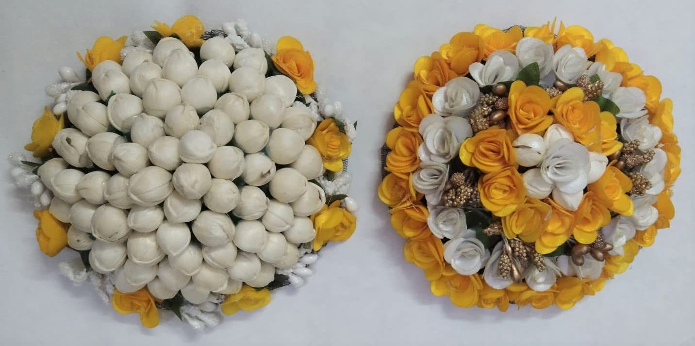 Ruchi Artificial Gajra Hair Accessories - 2 Pack Floral Hair Clips for Women & Girls - Perfect for Weddings, Parties & Special Occasions