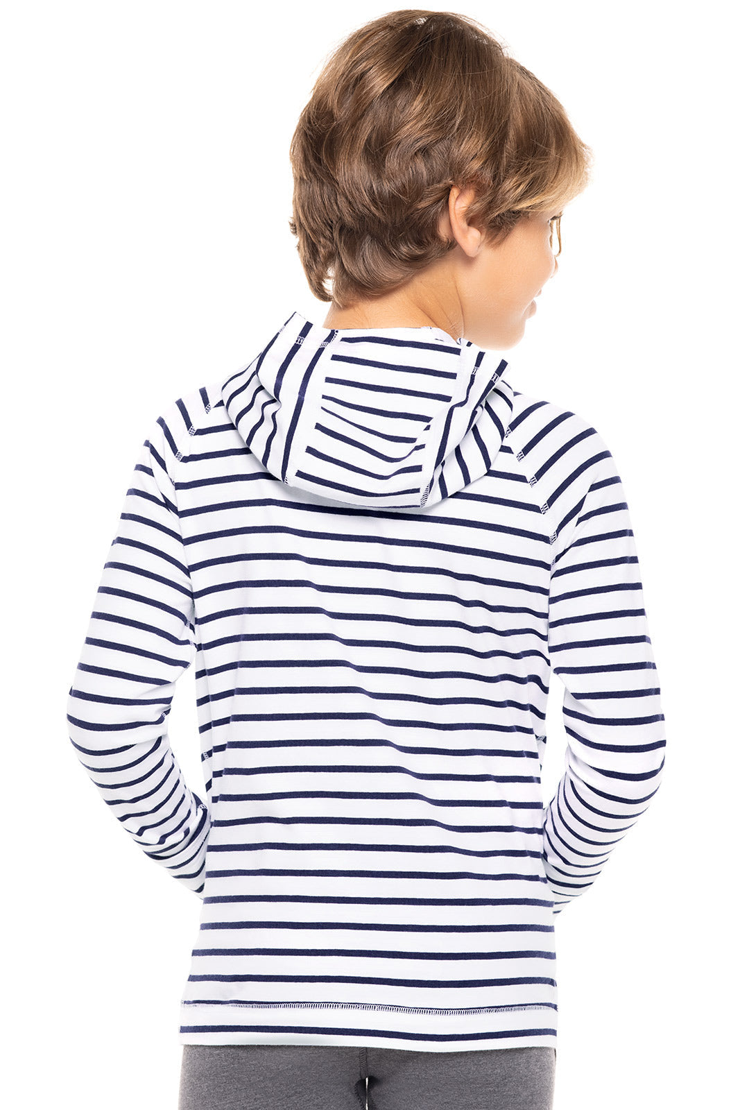 LumaLeo Kids Hoodie - White and Navy Striped Pullover for Boys & Girls | Cozy Fleece Jacket for School, Playdates & Outdoor Activities