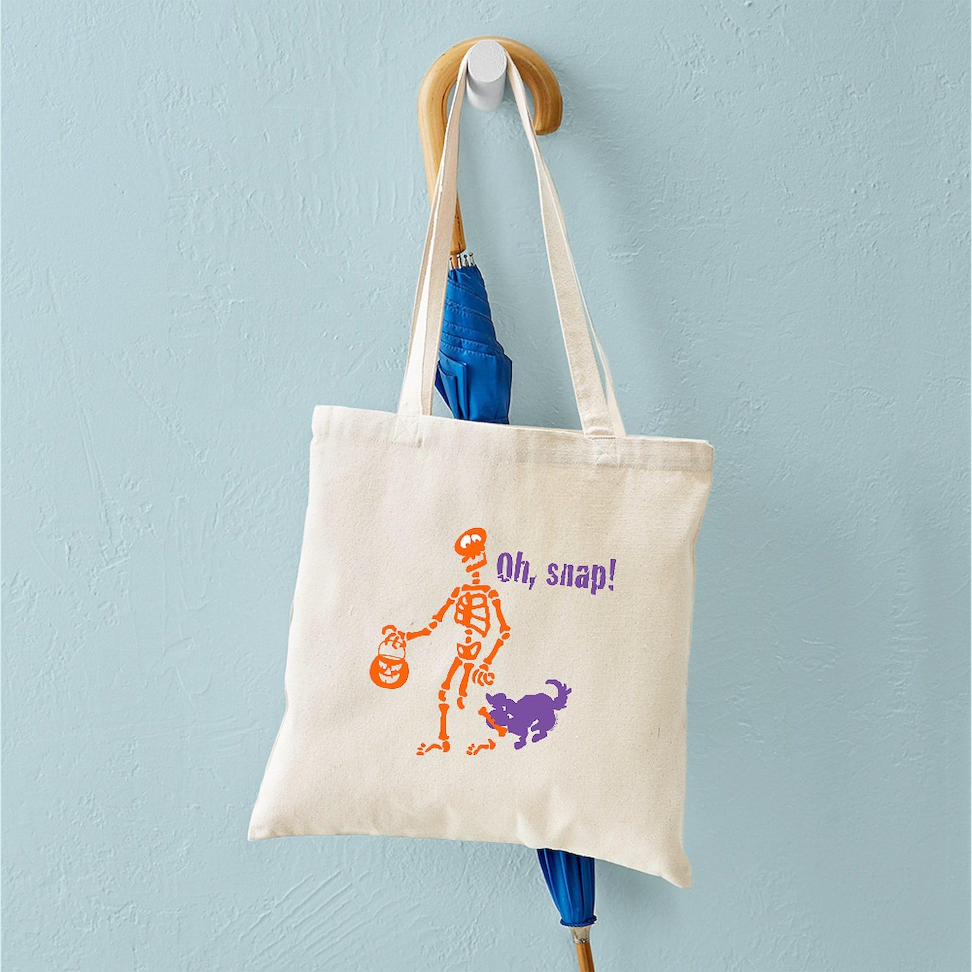 Eco-Friendly Oh, Snap Skeleton Canvas Tote Bag - Reusable Natural Shopping Bag for Groceries, Beach & Daily Use