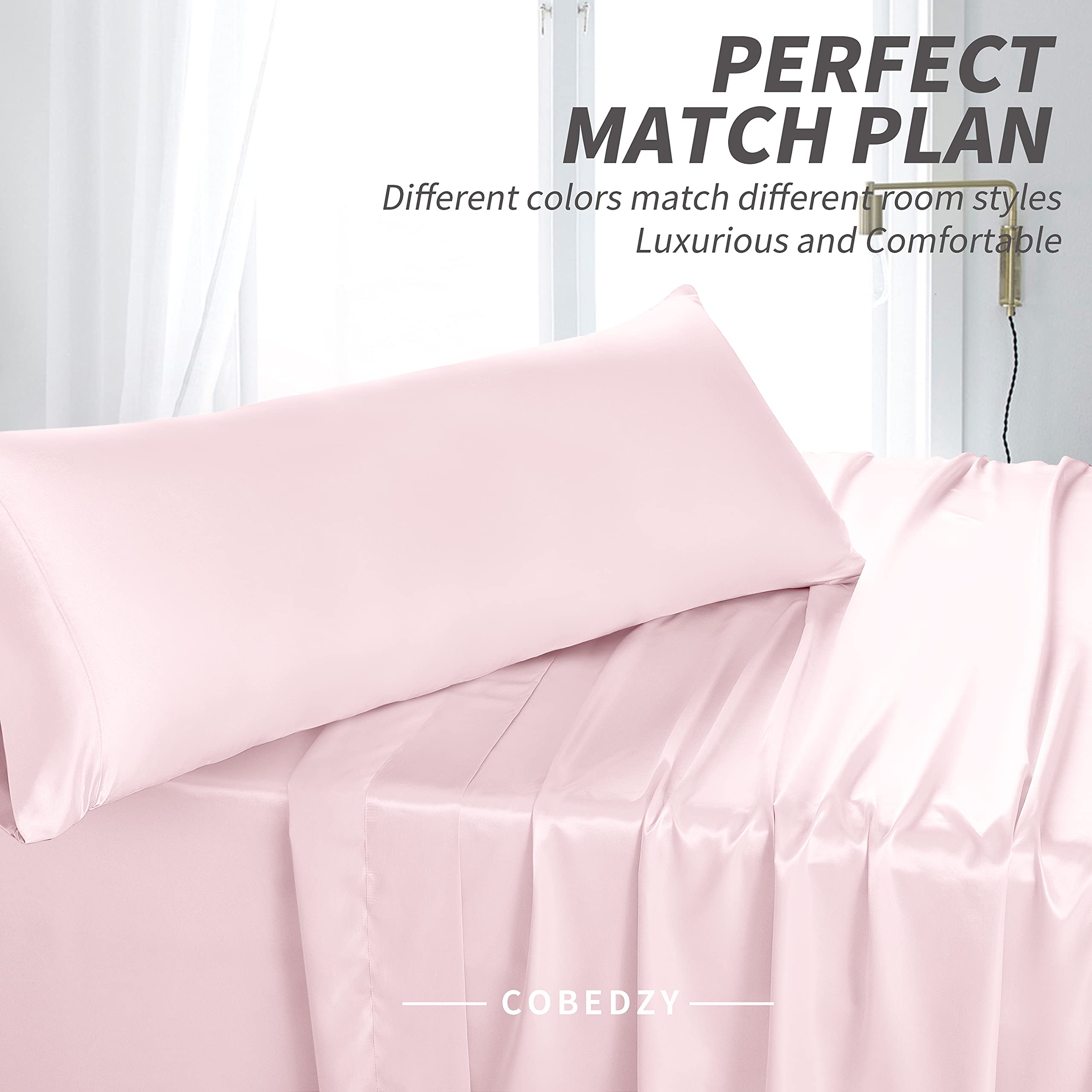 Cooling Satin Body Pillow Cover 20x54 Inches - Soft Silky Blush Pink Pillowcase with Envelope Closure for Adults - Perfect for Hot Sleepers, Pregnancy Support & Bedroom Decor