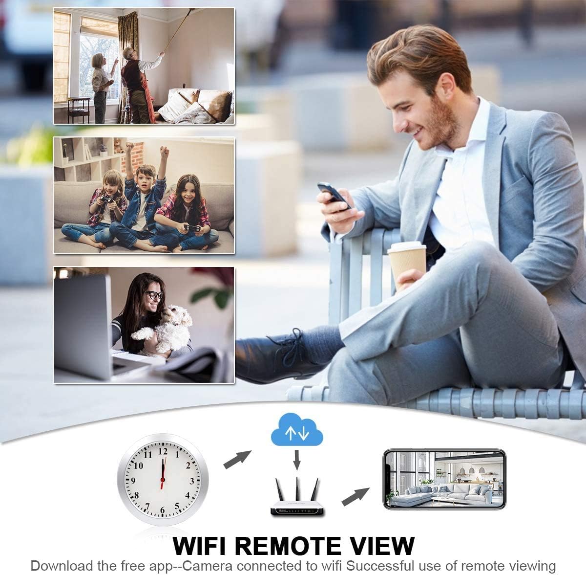 Hidden Spy Camera Wall Clock - 1080P HD WiFi Wireless Security Camera with Motion Detection Alarm, Mini Video Recorder for Home & Office Surveillance (No Audio) | Ideal for Nanny Monitoring, Elderly Care, and Business Security