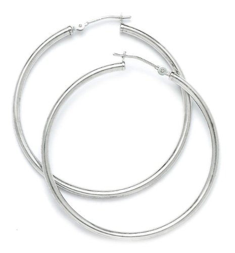 14K Gold Round Hoop Earrings for Women - White Gold & Yellow Gold Options - 30mm & 40mm Sizes - Perfect for Everyday Wear, Date Nights & Gift Giving