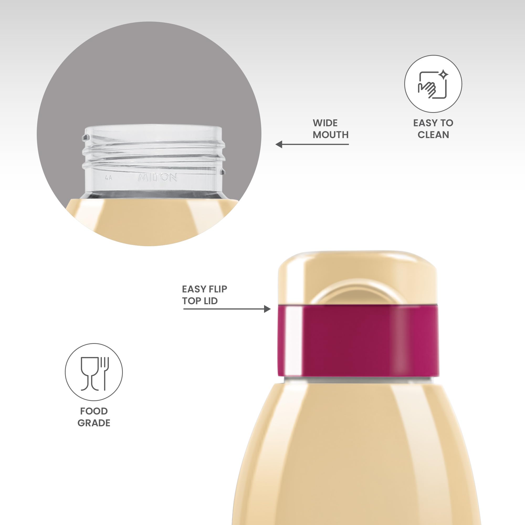 Milton Kool Crony 600 Insulated Stainless Steel Water Bottle - 500ml (17oz) Leakproof Thermos for Hot & Cold Drinks - Purple - Perfect for Hiking, Gym & Outdoor Activities