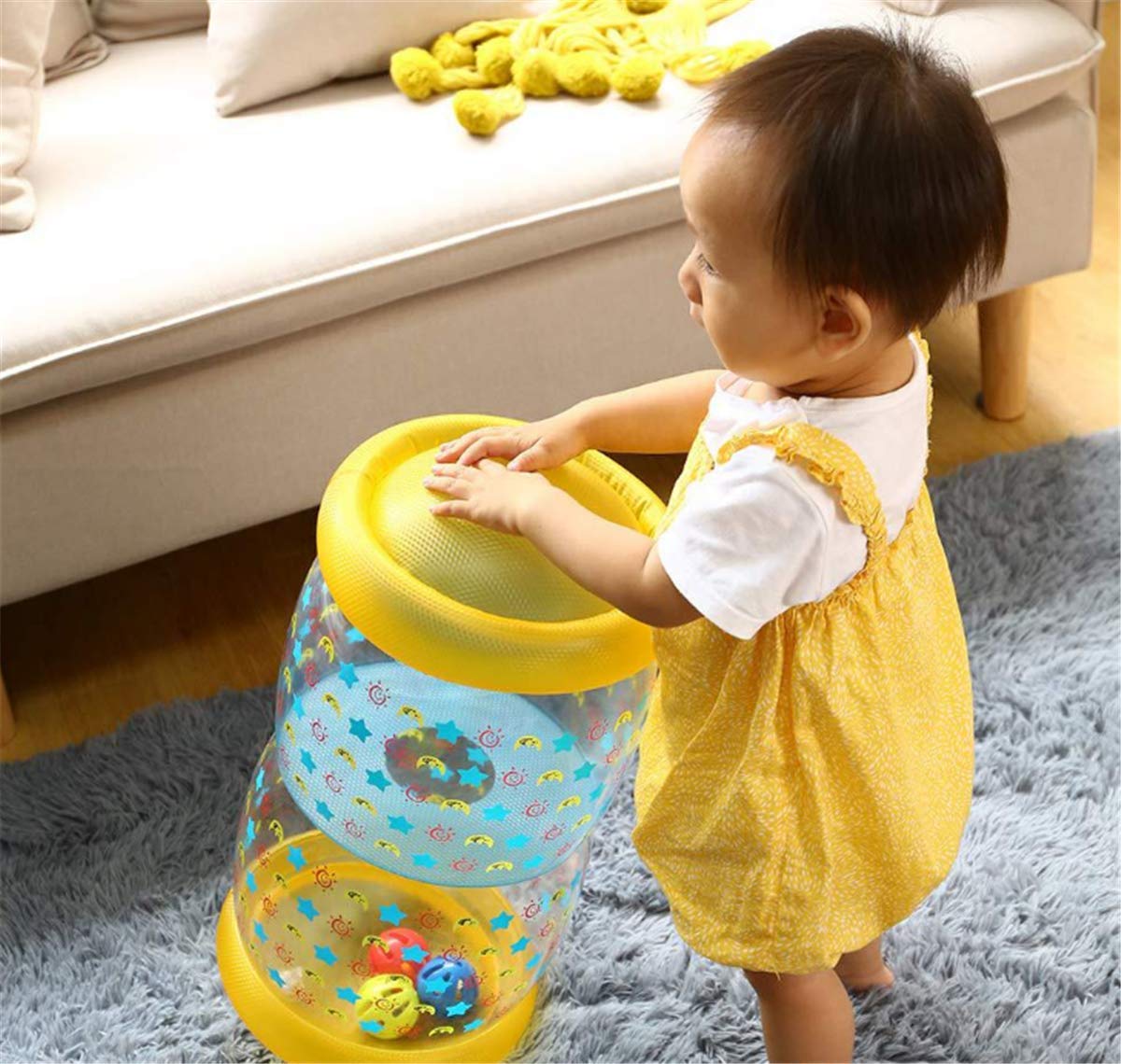 Interactive Baby Crawling Toy - Sensory & Motor Skills Development for Infants - Hearing & Touch Stimulation - Muscle & Coordination Exercise (Yellow) - Perfect for Playtime & Early Learning Activities