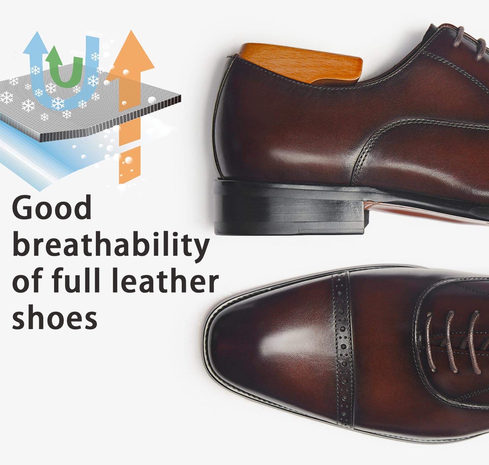 Men's Oxford Formal Dress Shoes - Genuine Leather Comfortable Business Shoes for Office, Wedding & Special Occasions