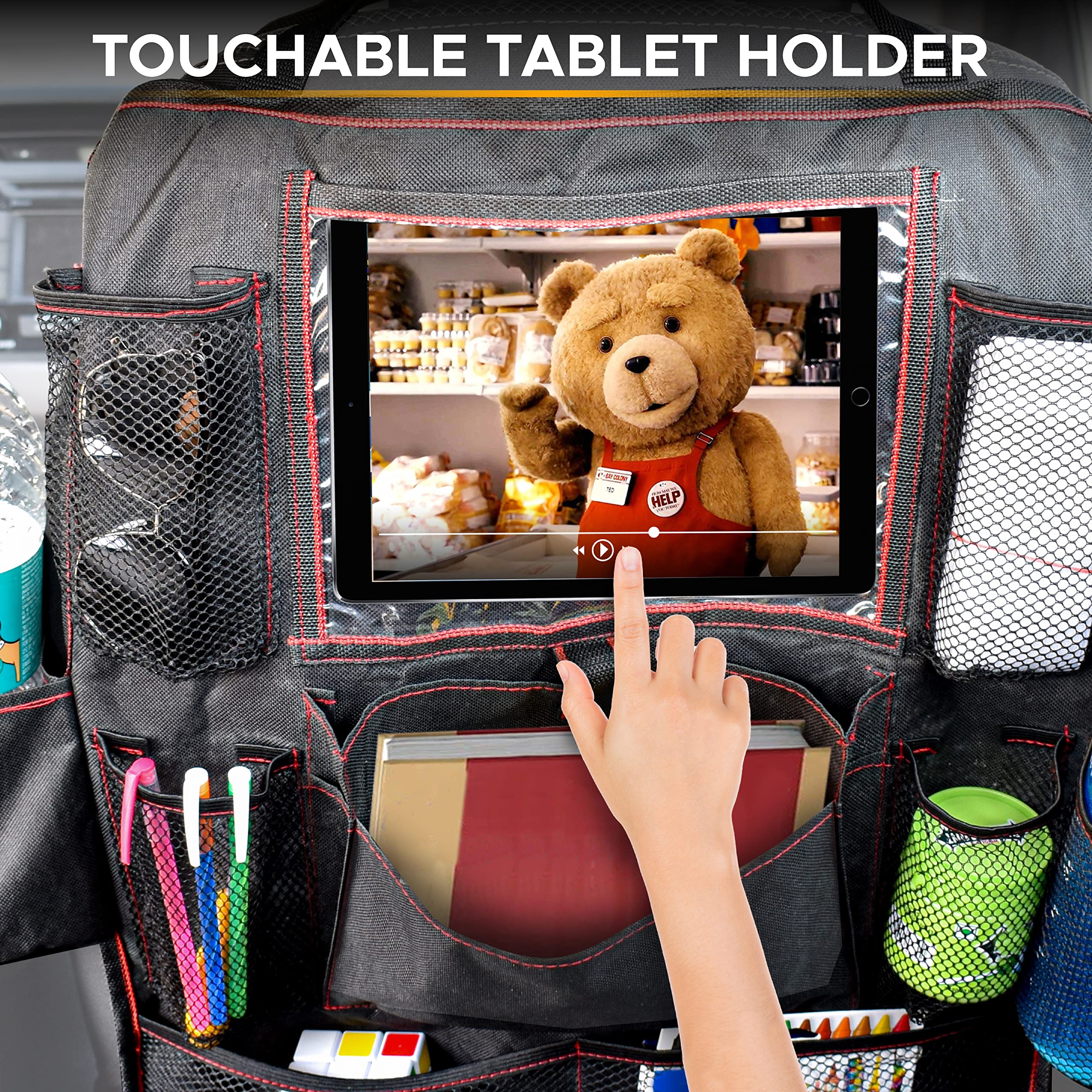 EcoNour Car Seat Gap Filler with Cup Holder (2 Pack) - Back Seat Protector & Organizer for Kids & Toddlers | Car Storage Accessories with Pockets | Perfect for Road Trips, Family Travel & Baby Safety