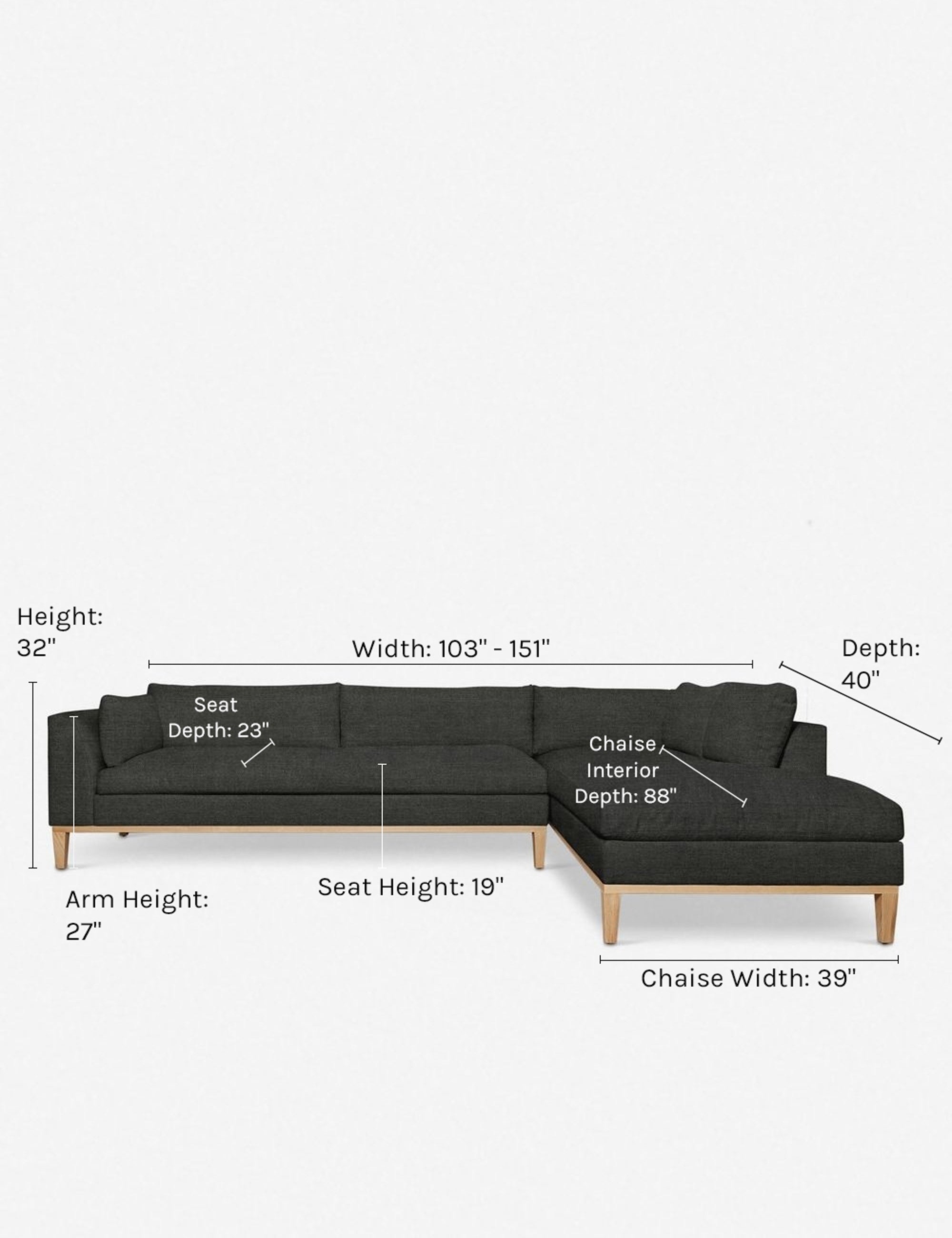 Charleston Sectional Sofa - Modern L-Shaped Couch with Reversible Chaise, Soft Fabric Upholstery for Living Room, Family Room & Home Theater