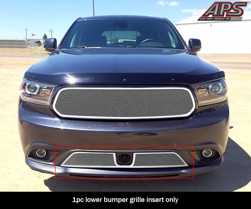 Polished Stainless Steel Lower Mesh Grille with Adaptive Cruise Control for Dodge Durango 2014-2017 | Durable & Stylish Front Grille Upgrade | Perfect for Off-Roading & Custom Car Modifications
