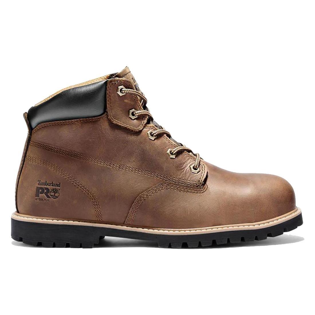 Gritstone 6 Inch Steel Toe Work Boots for Men - Brown Safety Shoes for Construction & Industrial Work - OSHA Compliant Work Boots for Heavy Duty Jobs