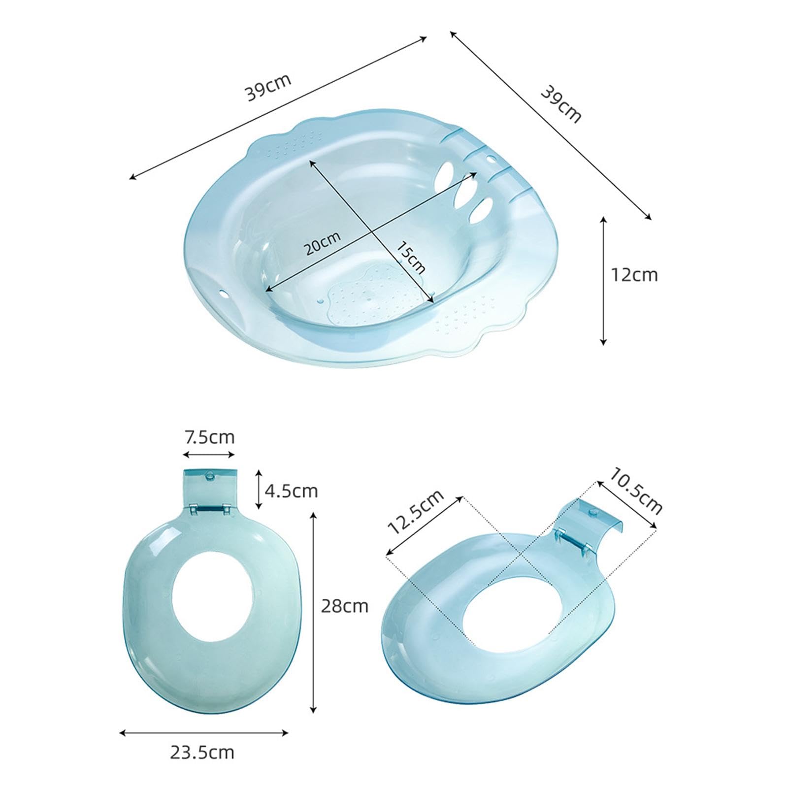 **Blue Sitz Bath for Women - Postpartum Bidet & Hip Bath with Drain Holes - Comfortable Perineal Care for Post-Surgery, Hemorrhoids & Postpartum Recovery (Ideal for Elderly & Limited Mobility)**