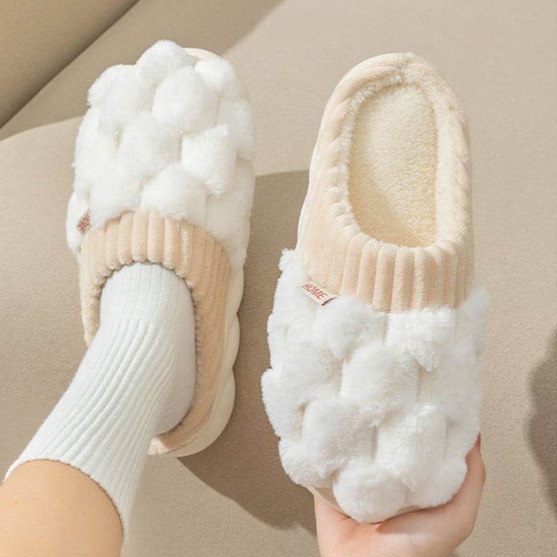 Honeycomb Fluffy Plush Slippers for Women & Men - Ultra Soft Warm Indoor House Slippers with Non-Slip Sole - Perfect for Winter, Home, Office & Lounge Wear