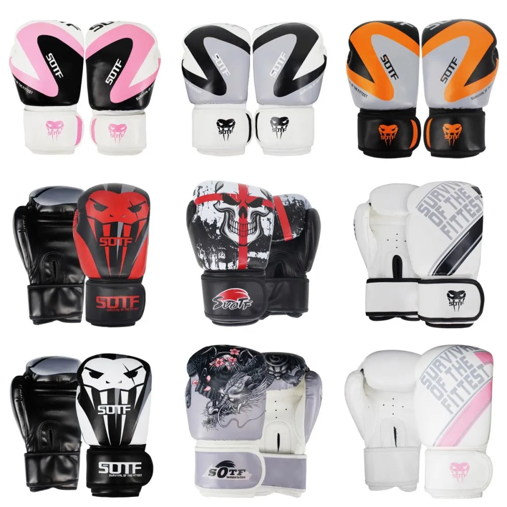 SUOTF MMA Boxing Gloves - Premium Leather Training Gloves for Muay Thai, Kickboxing & Combat Sports - Perfect for Sparring, Bag Work & Fitness Training