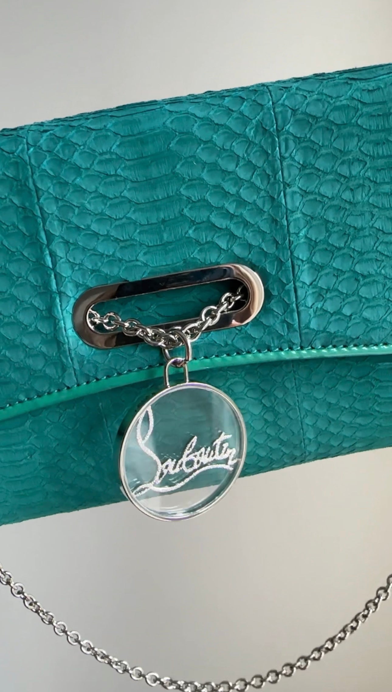 Christian Louboutin Green Exotic Riviera Clutch Bag - Luxury Designer Handbag for Women - Perfect for Evening Parties & Special Occasions