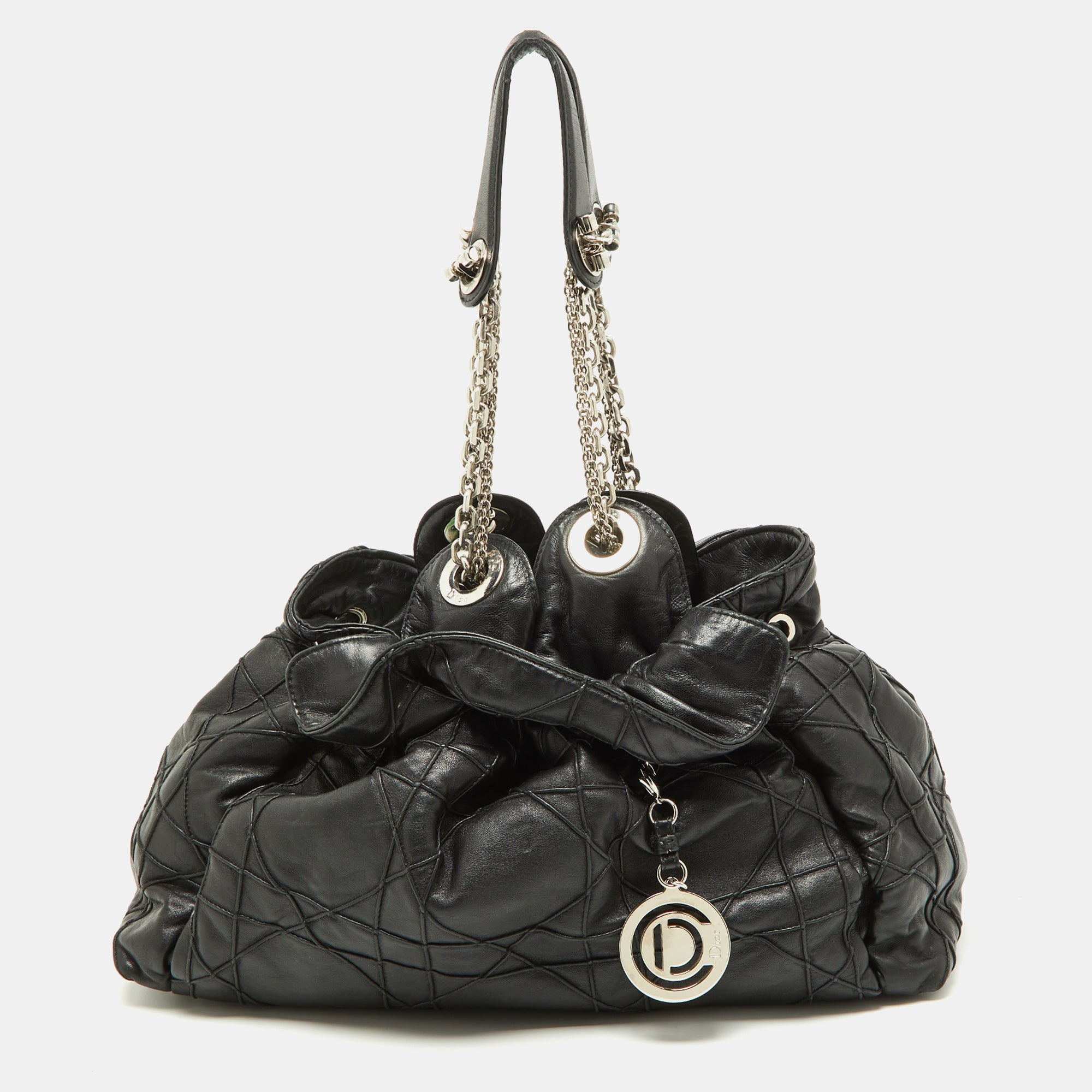 Black Cannage Leather Le Trente Hobo Bag - Luxury Quilted Shoulder Handbag for Women | Perfect for Work, Travel & Evening Events