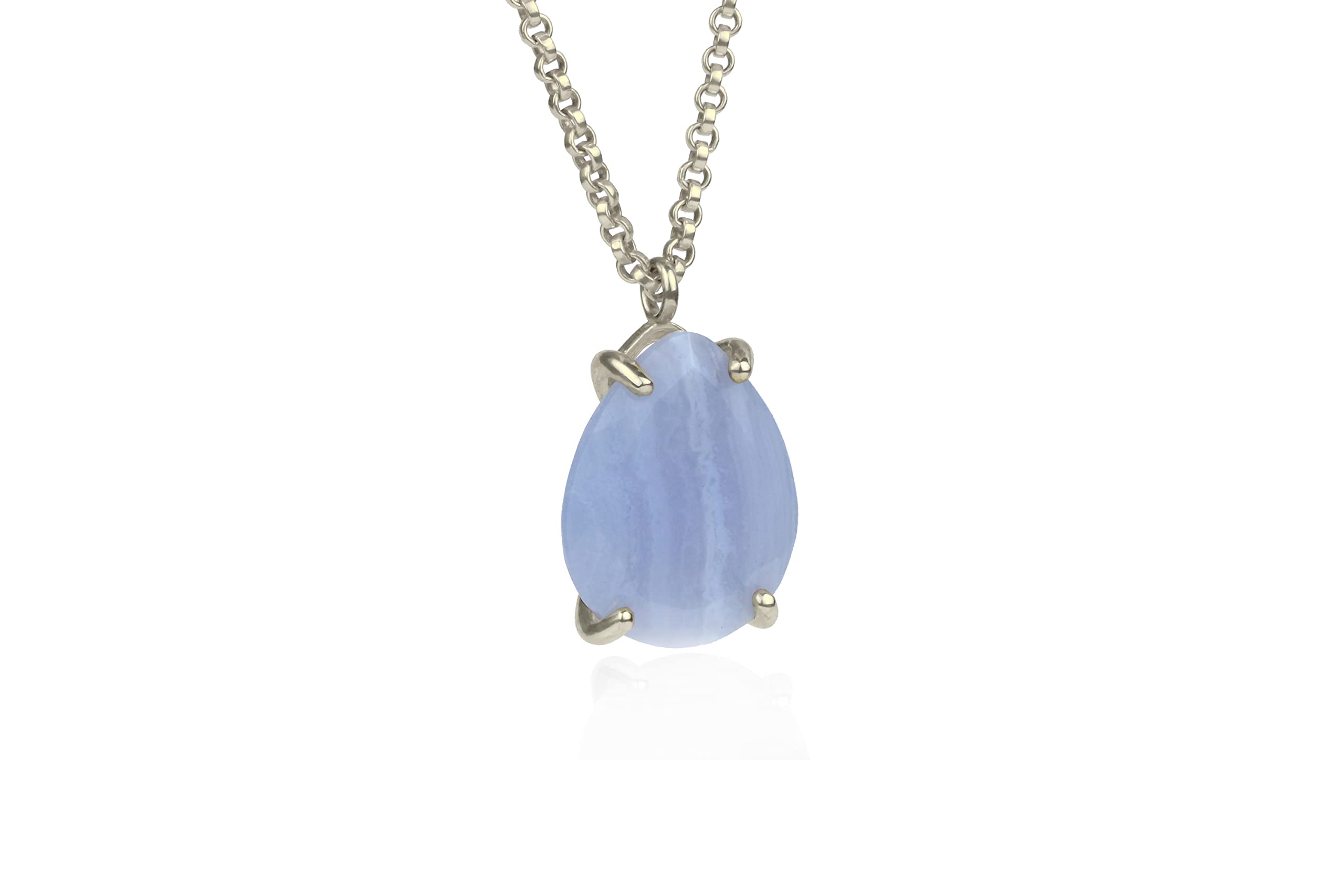 Handmade Silver Agate Pendant Necklace for Women - Elegant Teardrop Statement Jewelry - Perfect Gift for Mother's Day, Birthday & Graduation - Ideal for Office Wear, Date Nights and Special Occasions