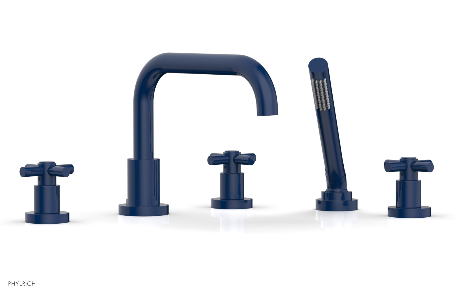 Premium Deck Mount Tub Faucet with Hand Shower - D2136D1 Tubular Cross Handles for Bathroom Sink & Bathtub | Perfect for Modern Home Renovation & Spa-Like Bathing Experience