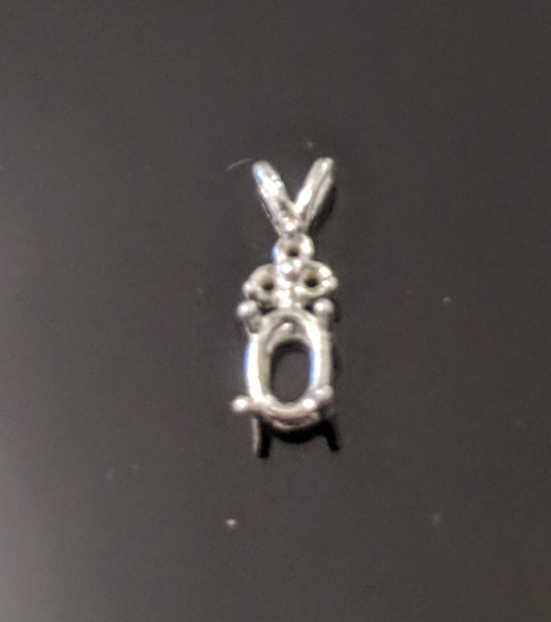 Solid Sterling Silver or 14kt Gold 6x4mm Oval Pendant Setting with 3 Accent Stones - Handcrafted in USA - Perfect for Birthstone Jewelry, Custom Necklaces & Gift Giving