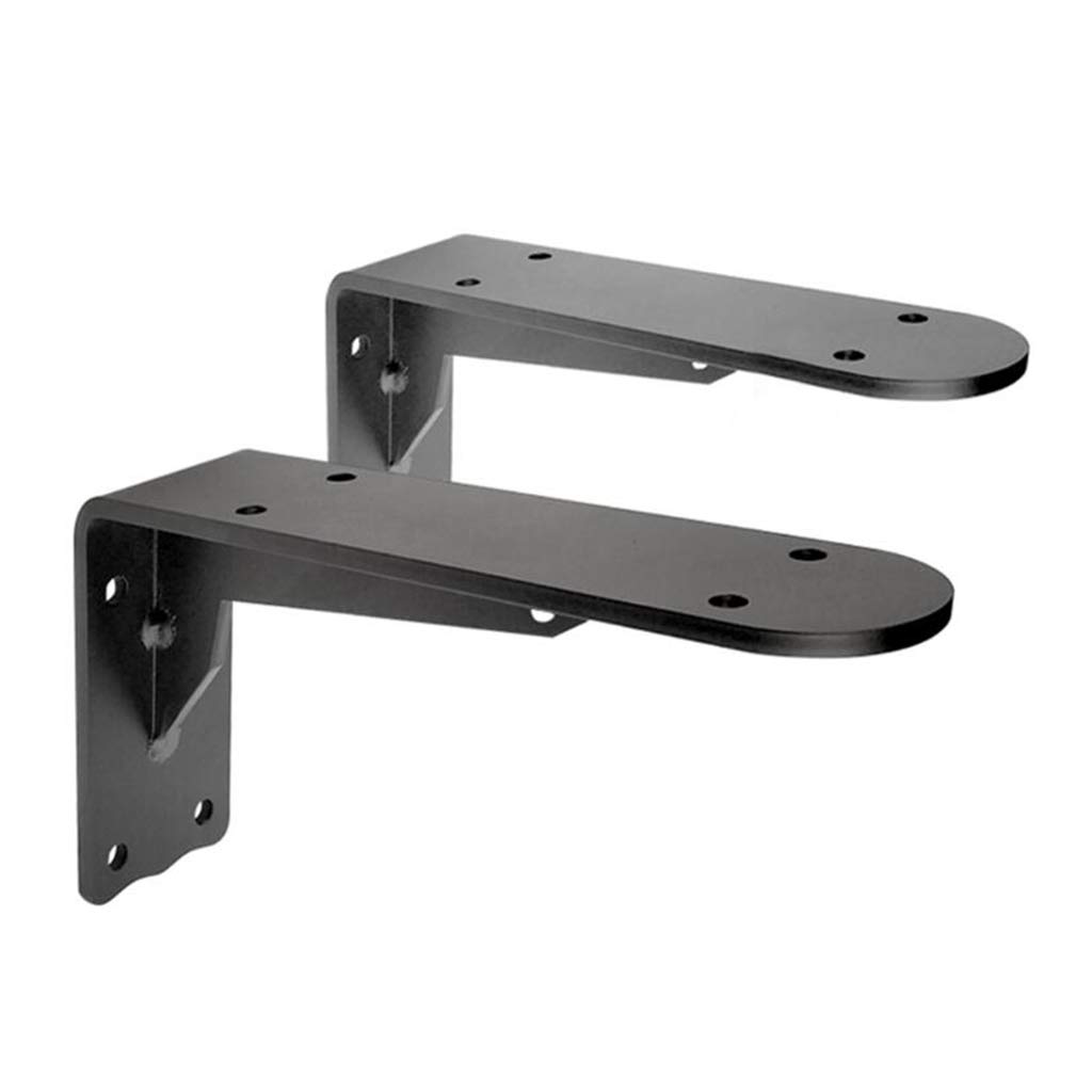 5mm Thick Black Metal Shelf Bracket - 5cm Wide Heavy Duty Shelf Support with Screws (2 Pack) - Industrial Style Decorative Brackets for Floating Shelves, Wall Mounted Shelving & Home Organization