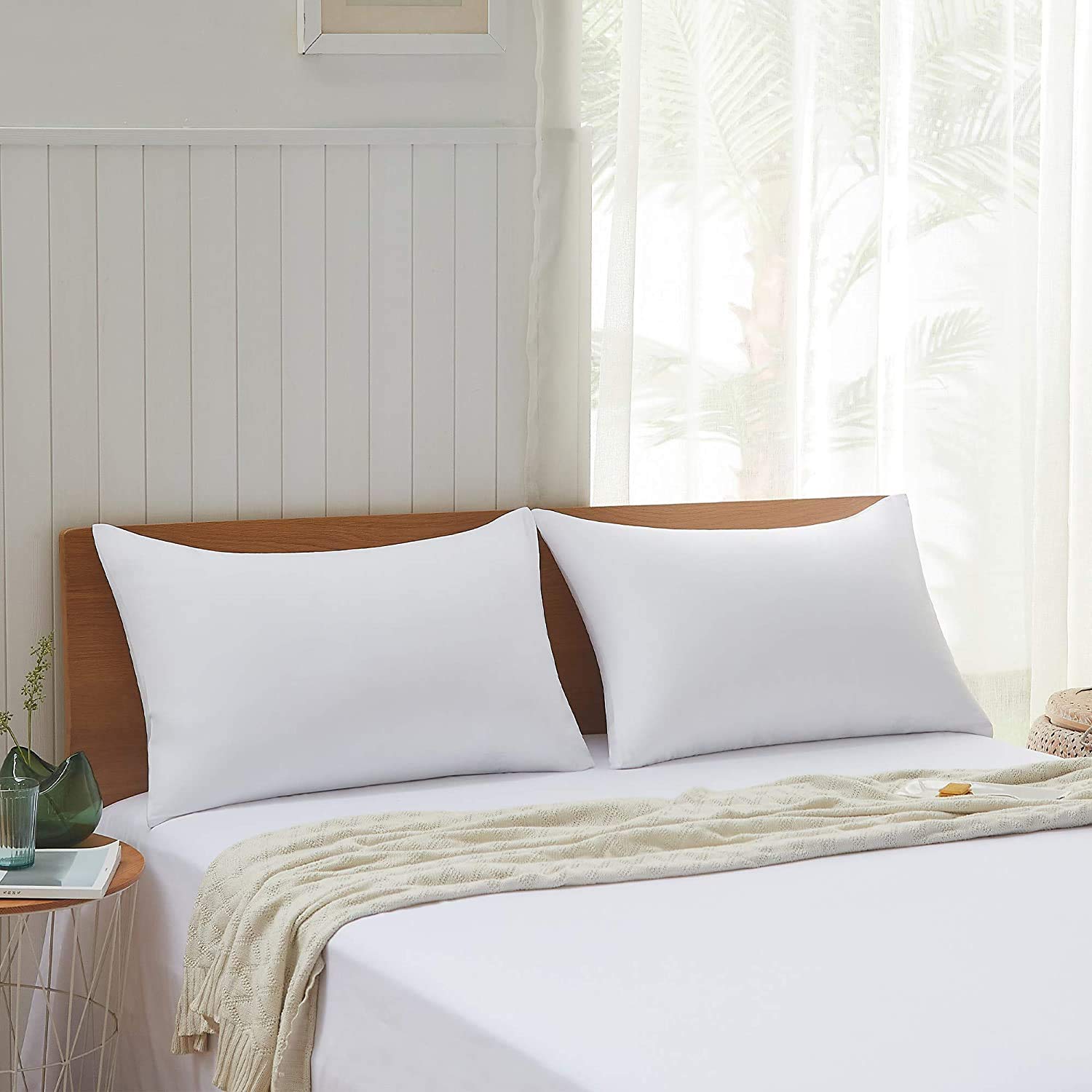 **Acanva King Size Bed Pillows (Pack of 4) - Super Soft Plush Fiber Fill, Breathable & Comfortable for Stomach & Back Sleepers - Hotel Collection Pillow Inserts for Sleeping - Perfect for Home, Travel & Guest Rooms - White**