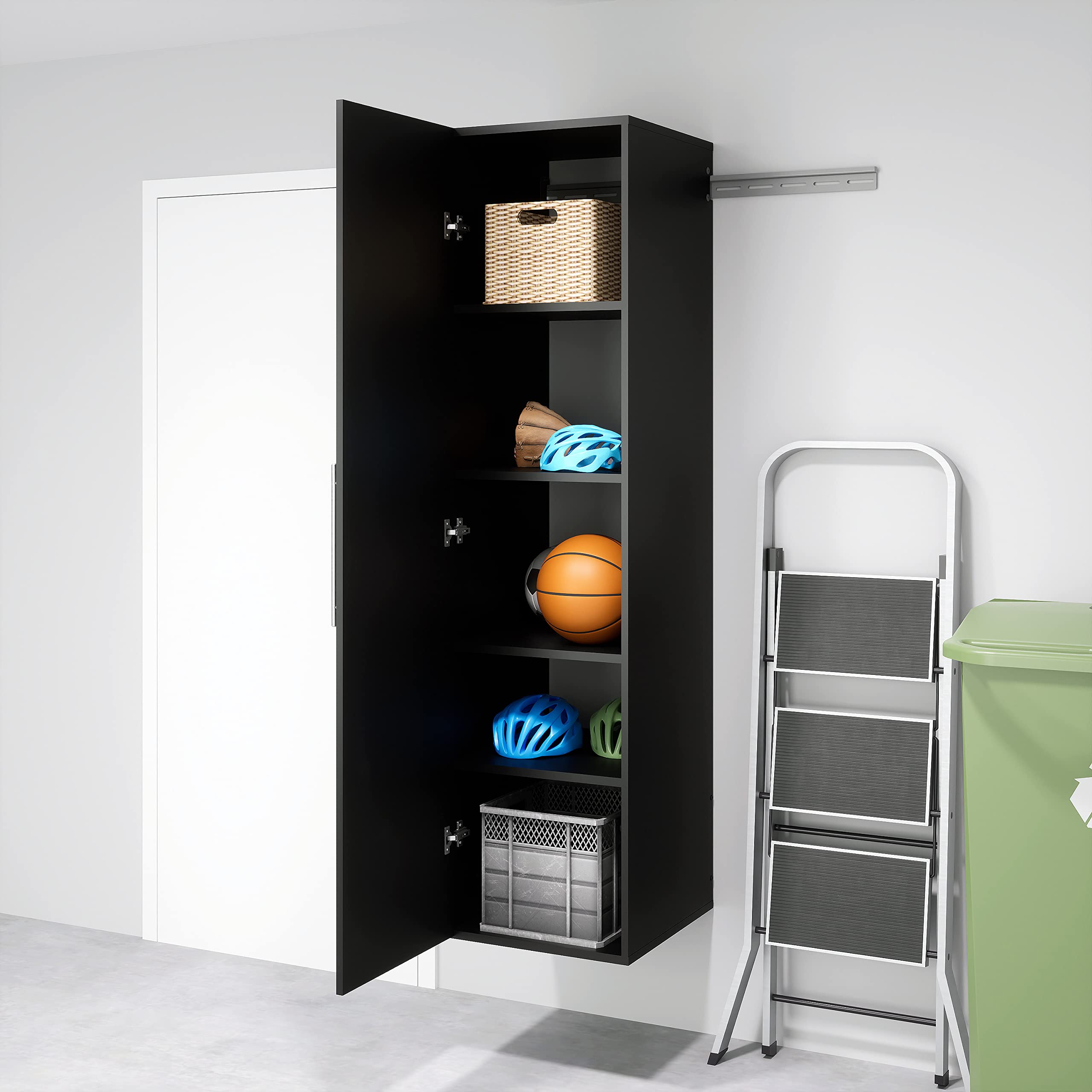 Prepac Black Wall Mounted Garage Storage Cabinet - 18