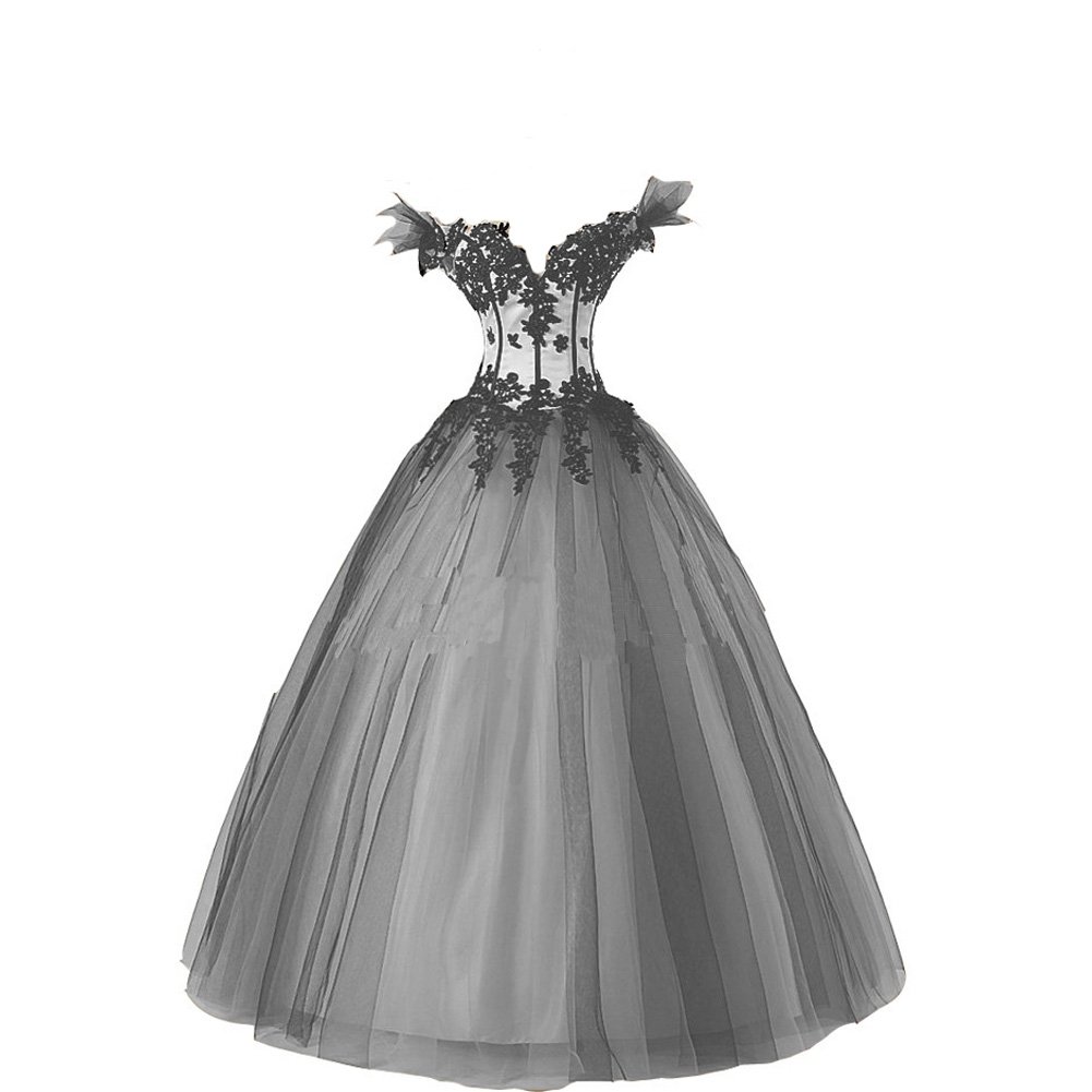 Gothic Wedding Dresses for Women - Elegant Off Shoulder White & Black Ball Gown Bridal Gown | Perfect for Gothic Weddings, Halloween Costumes, and Themed Parties