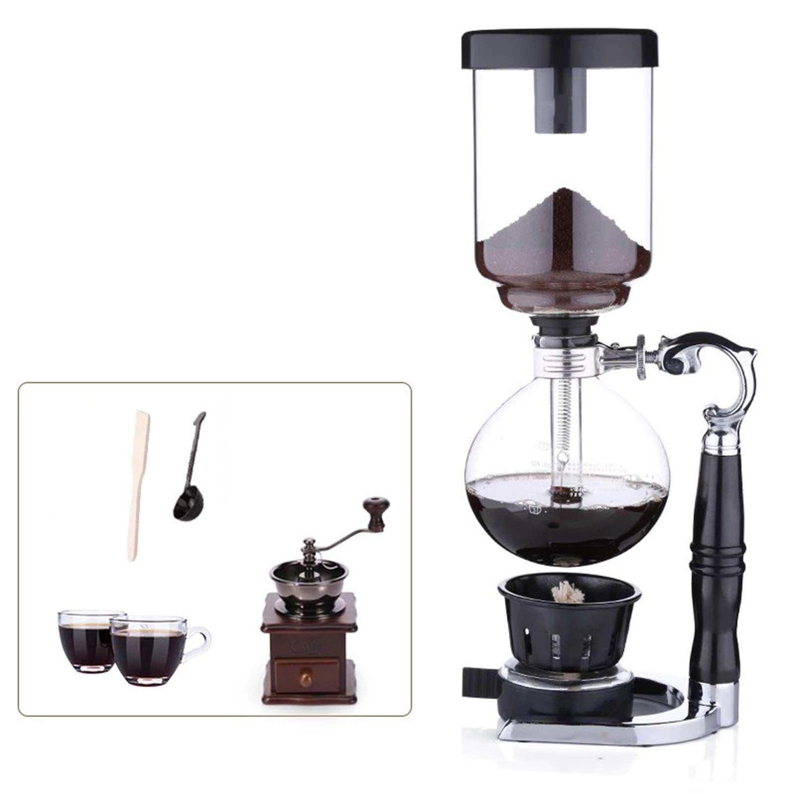 Premium Siphon Coffee Maker - 2-5 Cup Glass Vacuum Brewer with Filter for Rich Flavor | Perfect for Home Baristas & Coffee Enthusiasts | Ideal for Pour-Over, Specialty Brewing & Gift Giving
